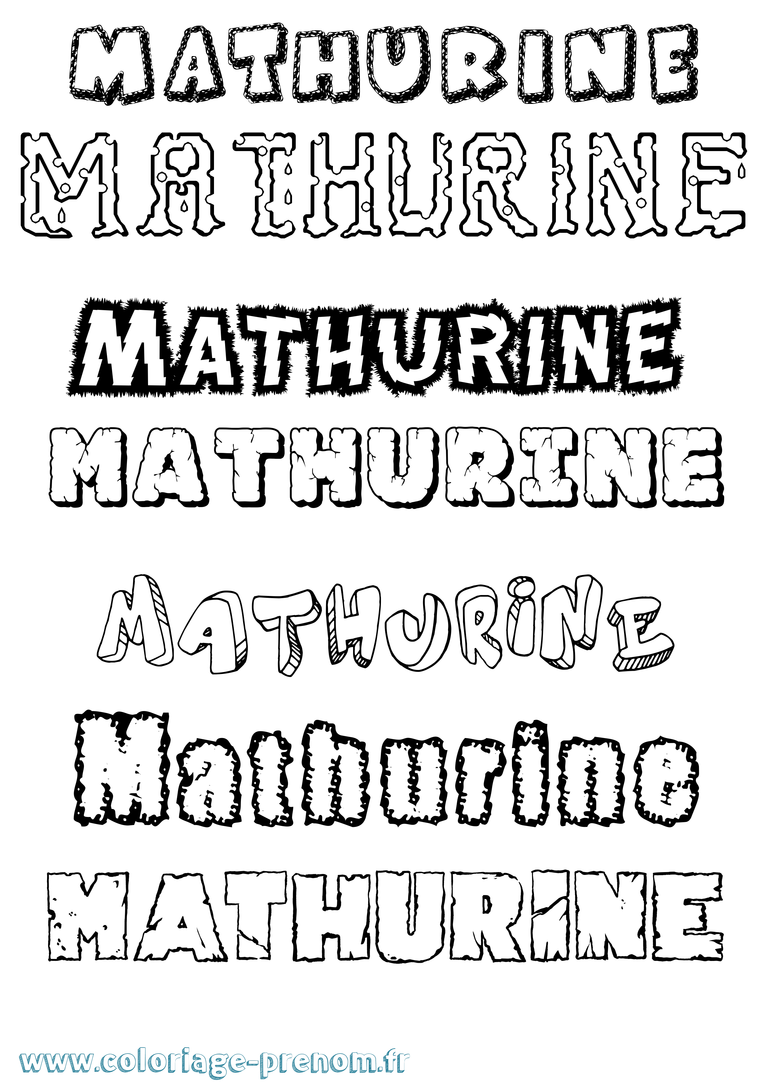 Coloriage prénom Mathurine Destructuré