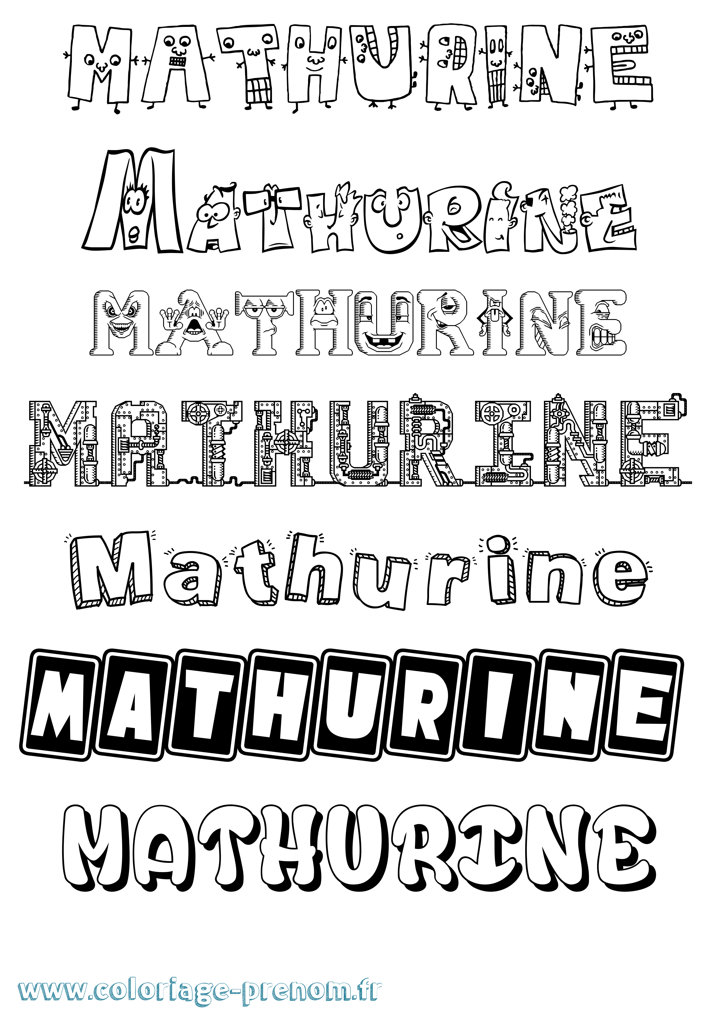 Coloriage prénom Mathurine Fun