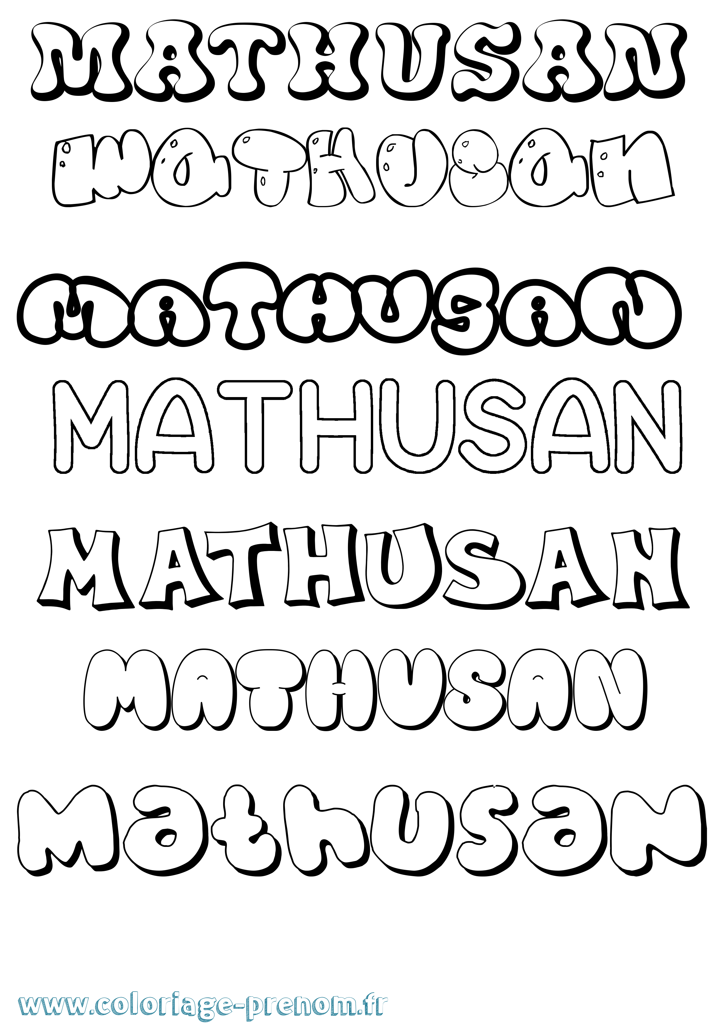 Coloriage prénom Mathusan Bubble
