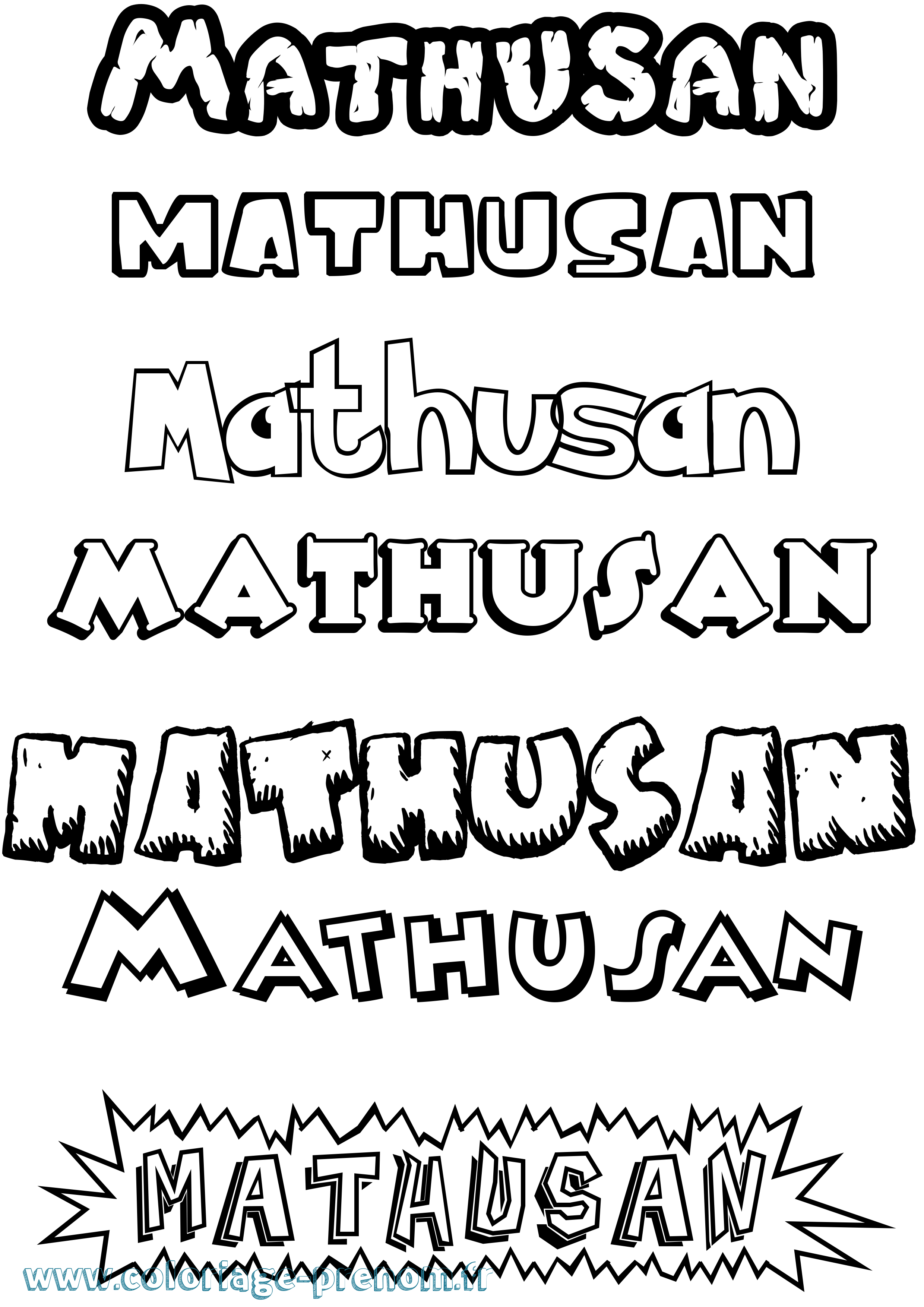 Coloriage prénom Mathusan Dessin Animé