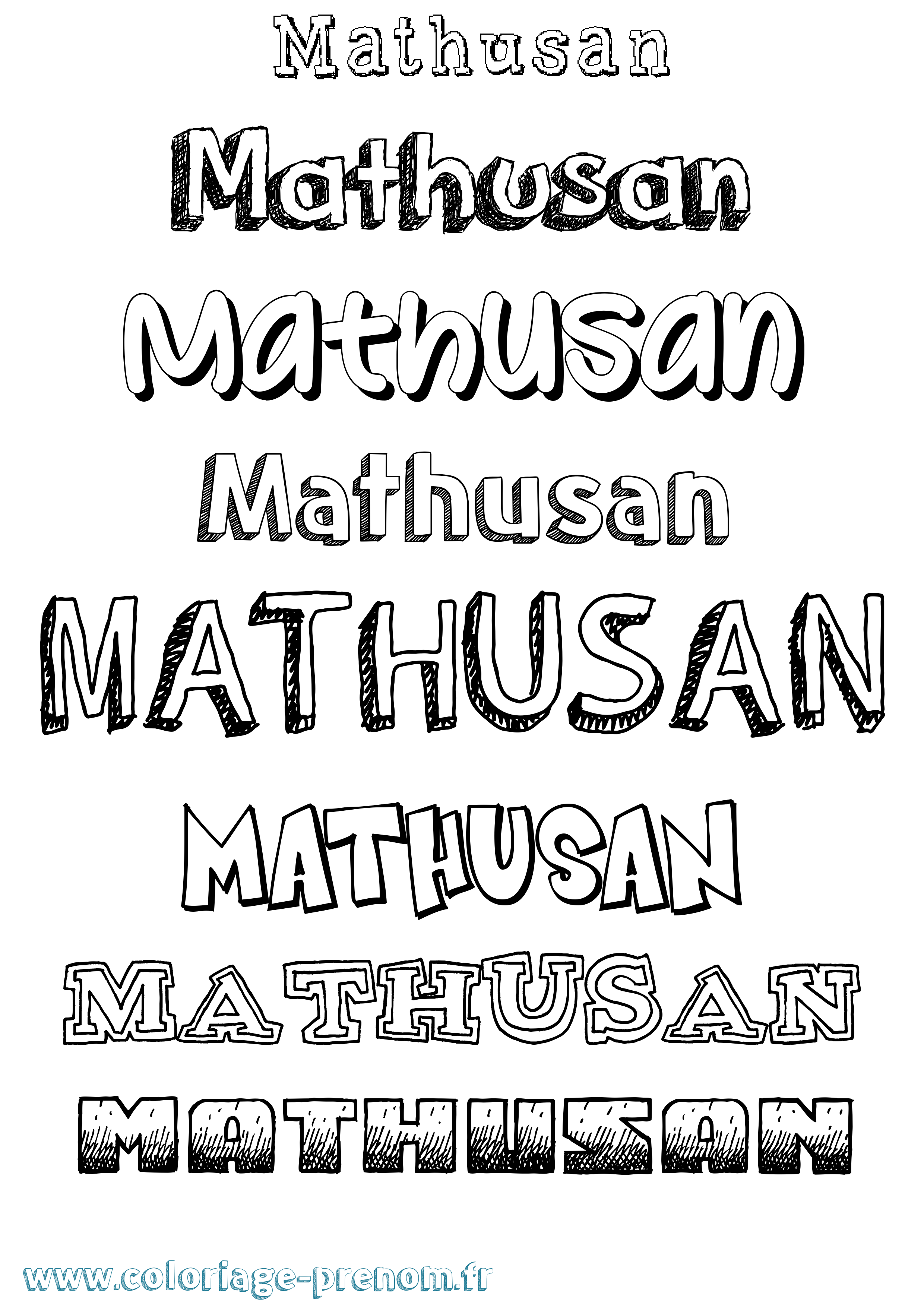 Coloriage prénom Mathusan Dessiné