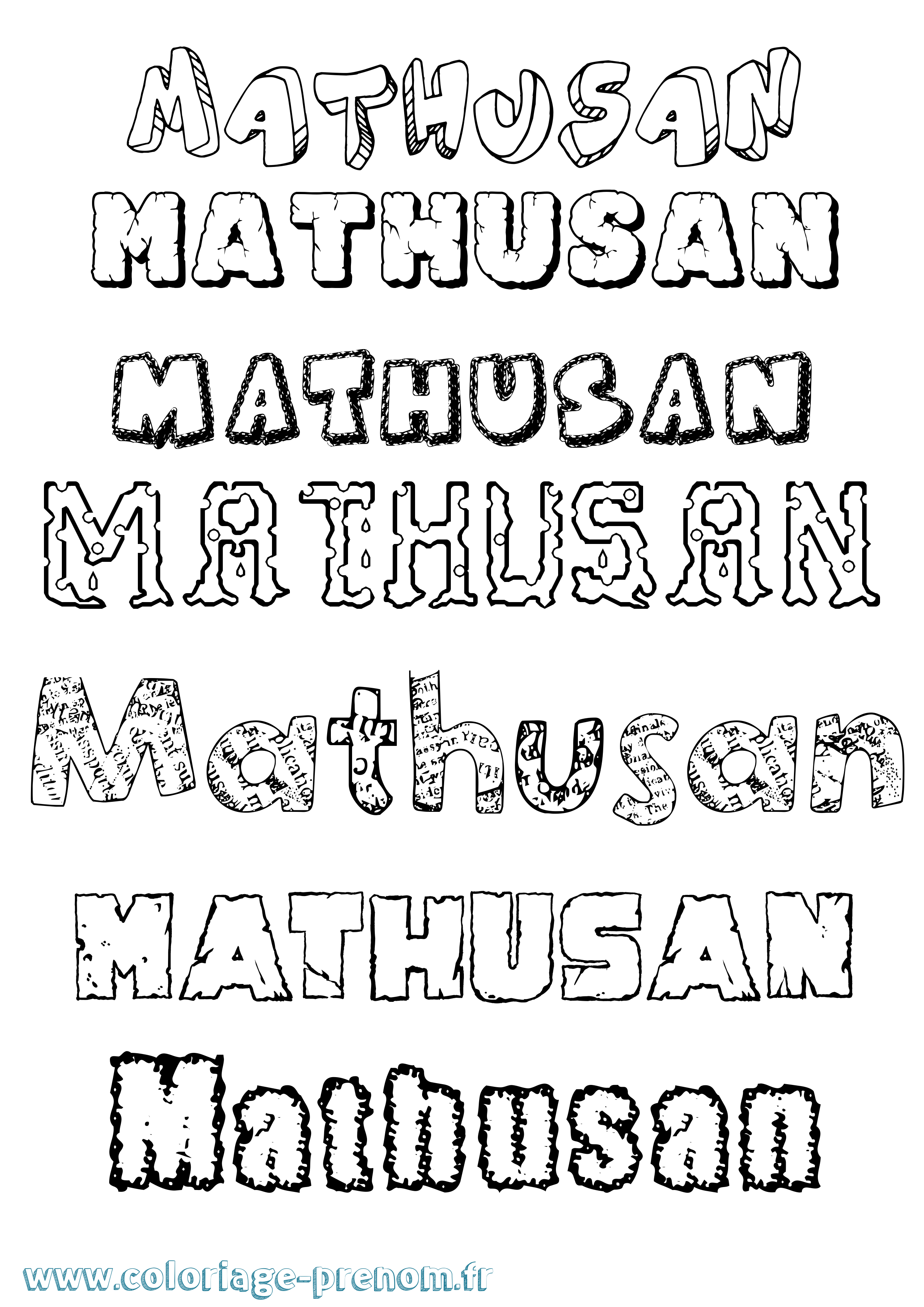 Coloriage prénom Mathusan Destructuré