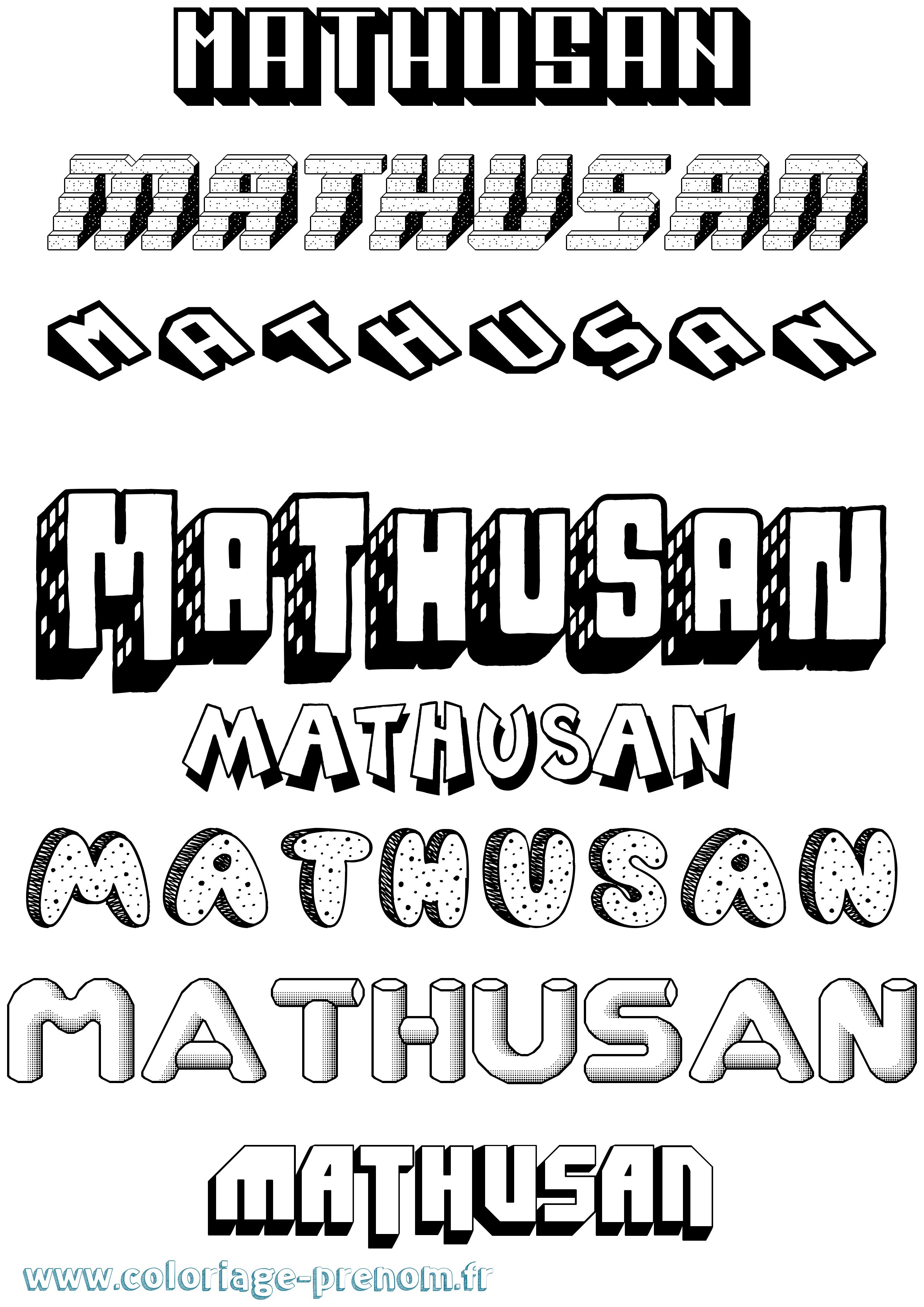 Coloriage prénom Mathusan Effet 3D