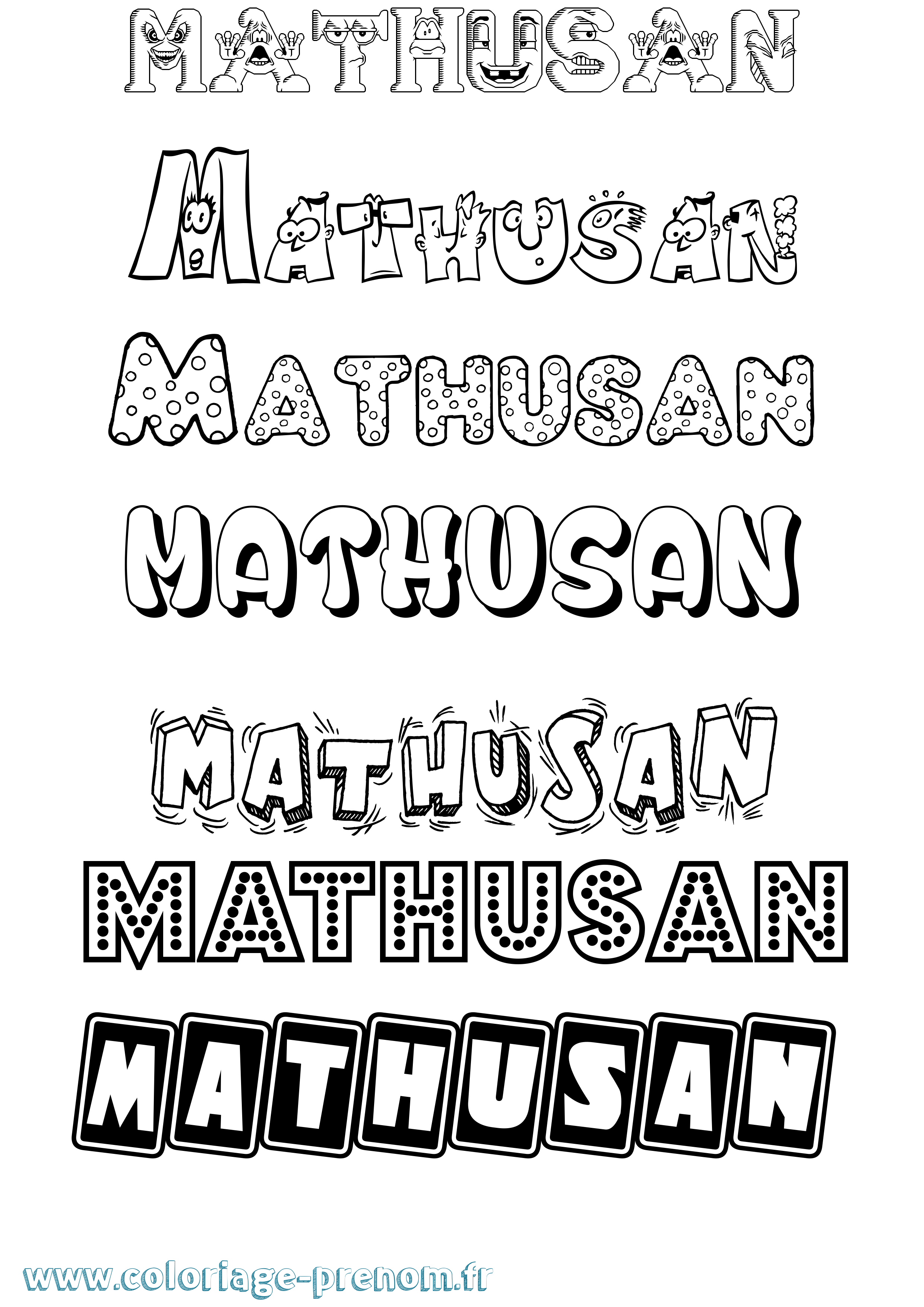 Coloriage prénom Mathusan Fun