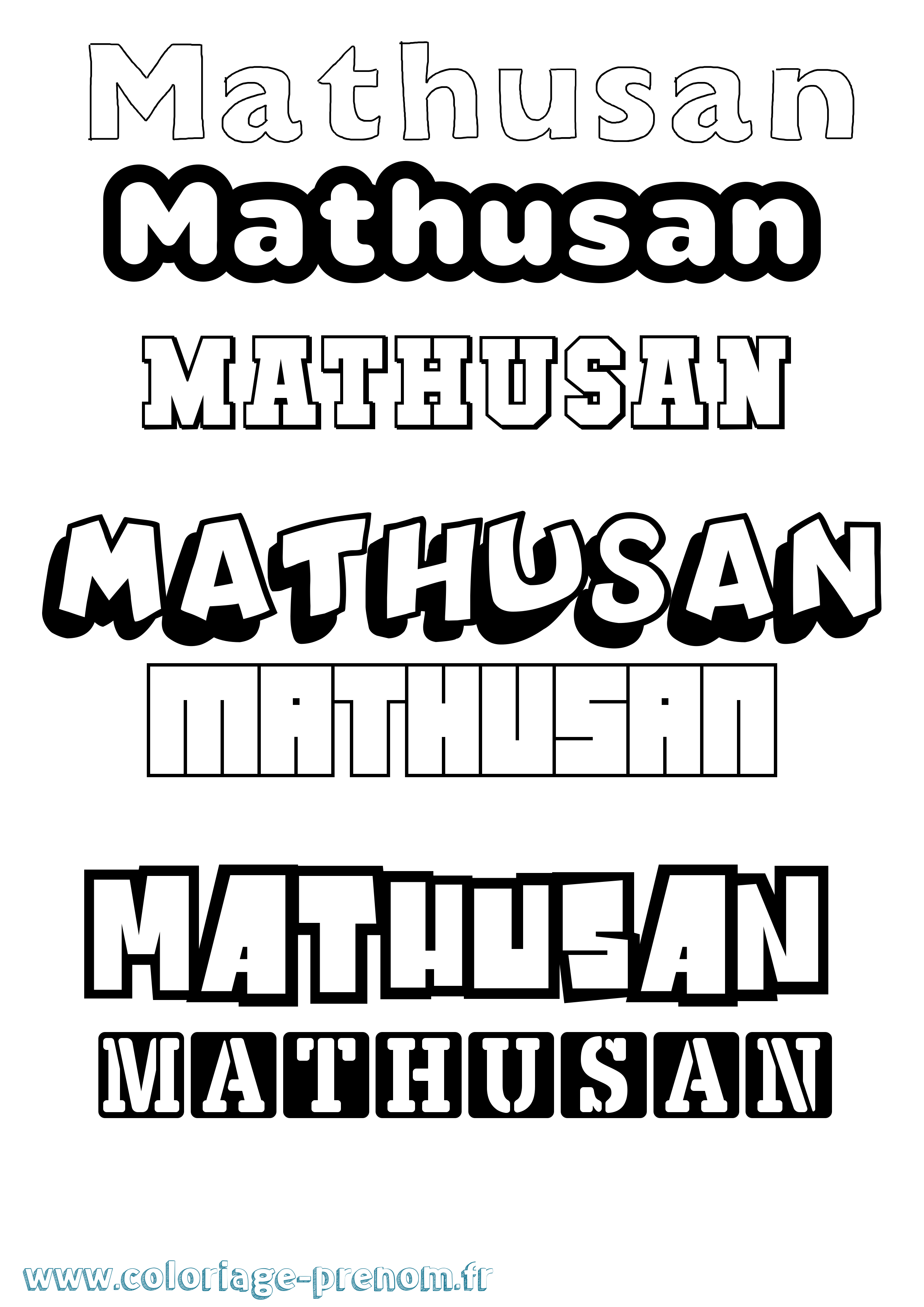 Coloriage prénom Mathusan Simple