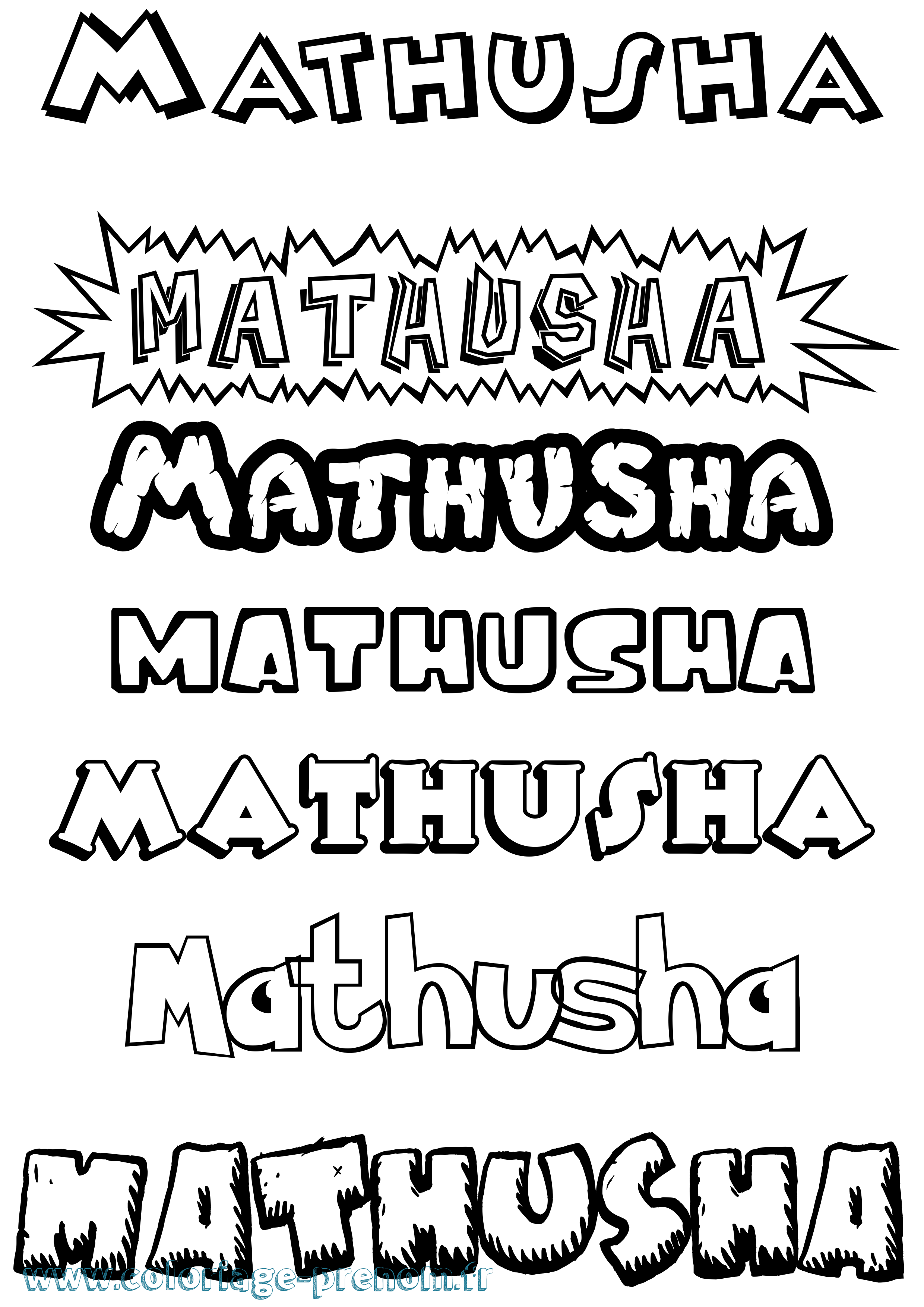 Coloriage prénom Mathusha Dessin Animé