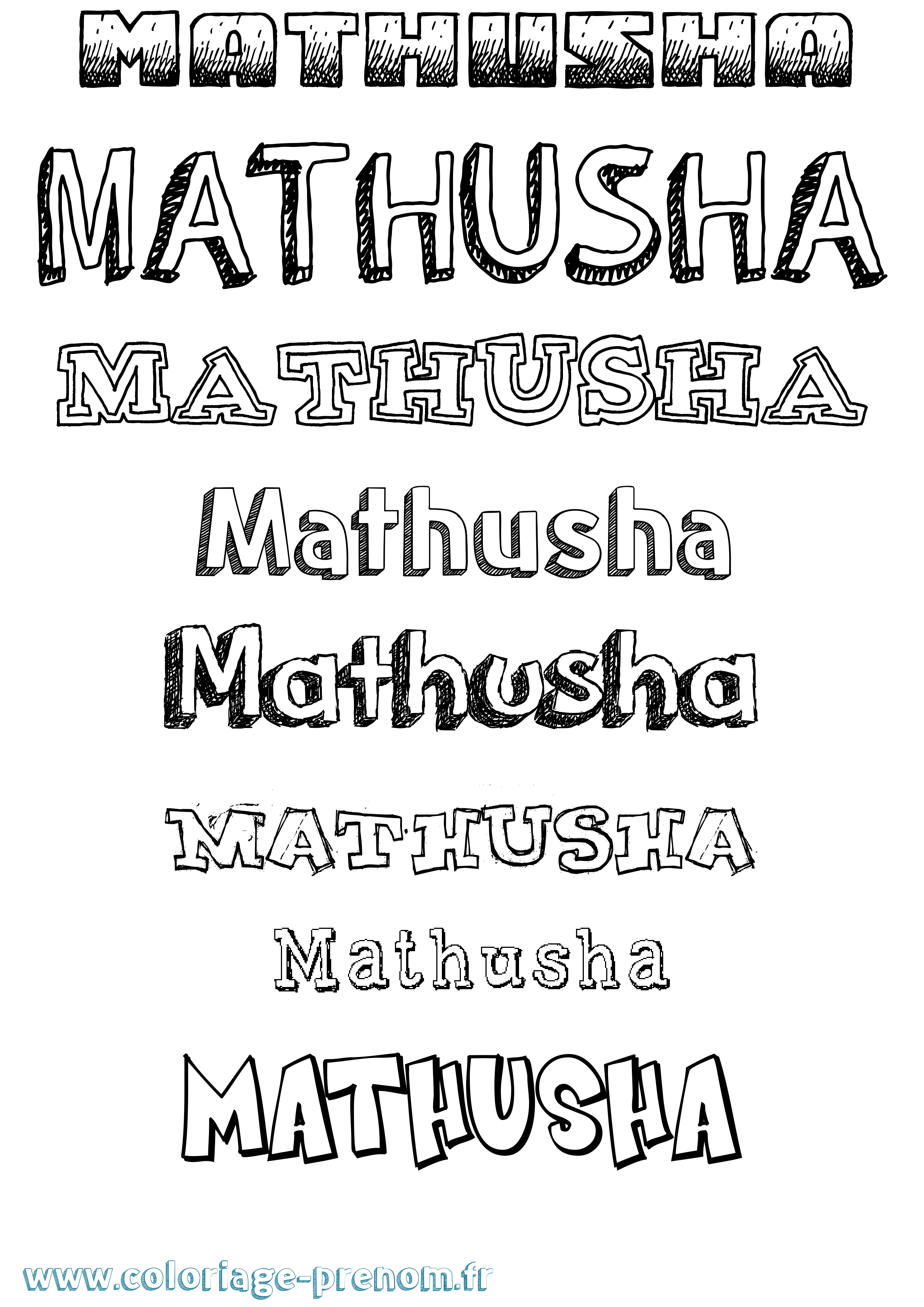 Coloriage prénom Mathusha Dessiné