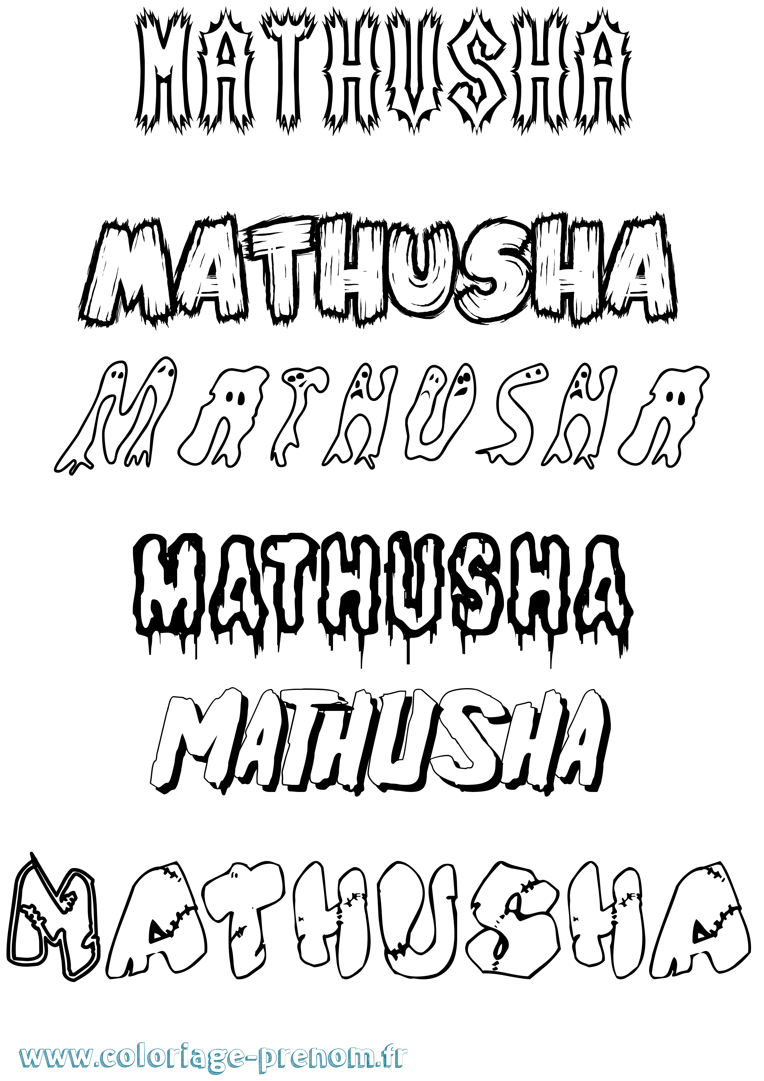 Coloriage prénom Mathusha Frisson