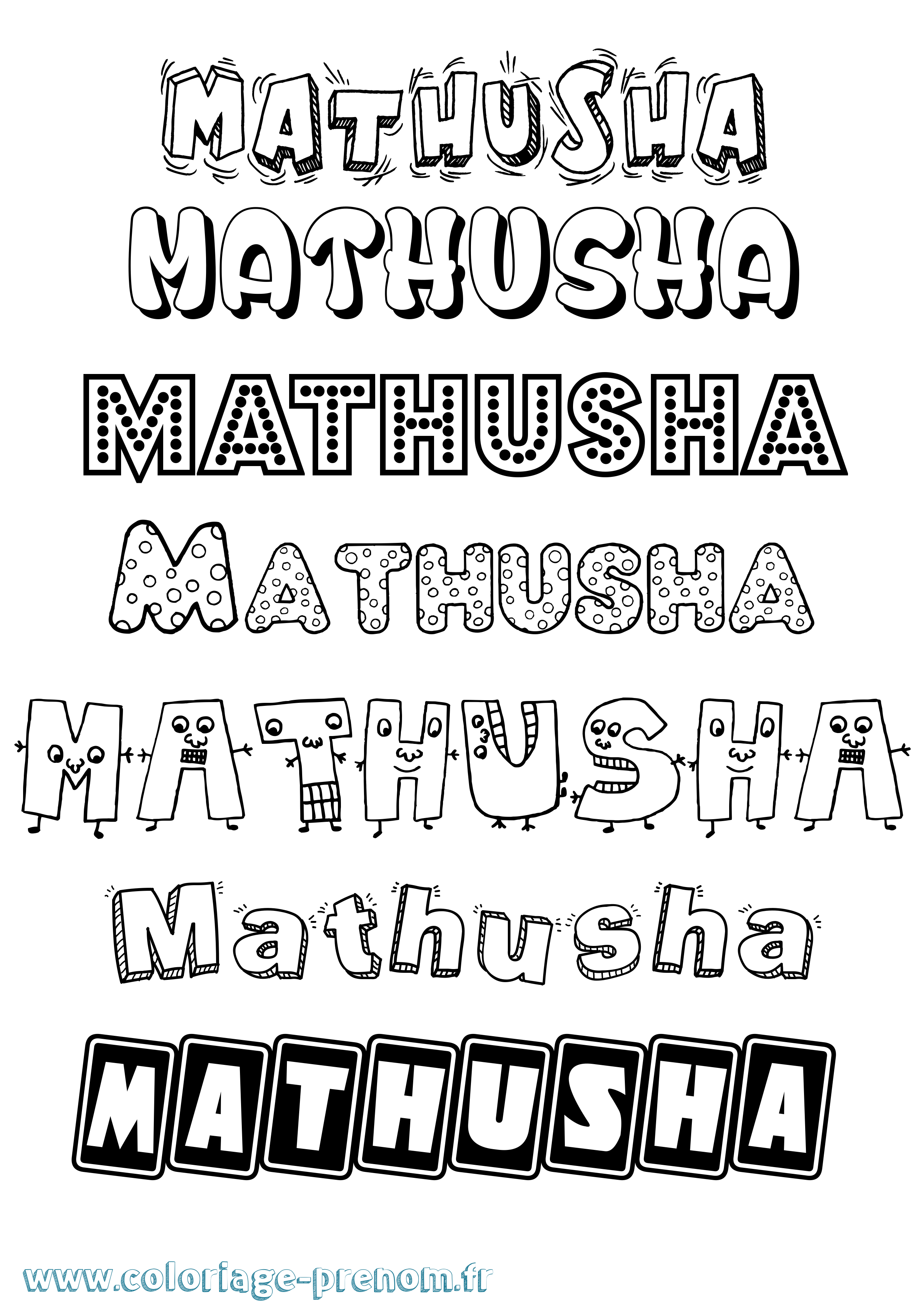 Coloriage prénom Mathusha Fun
