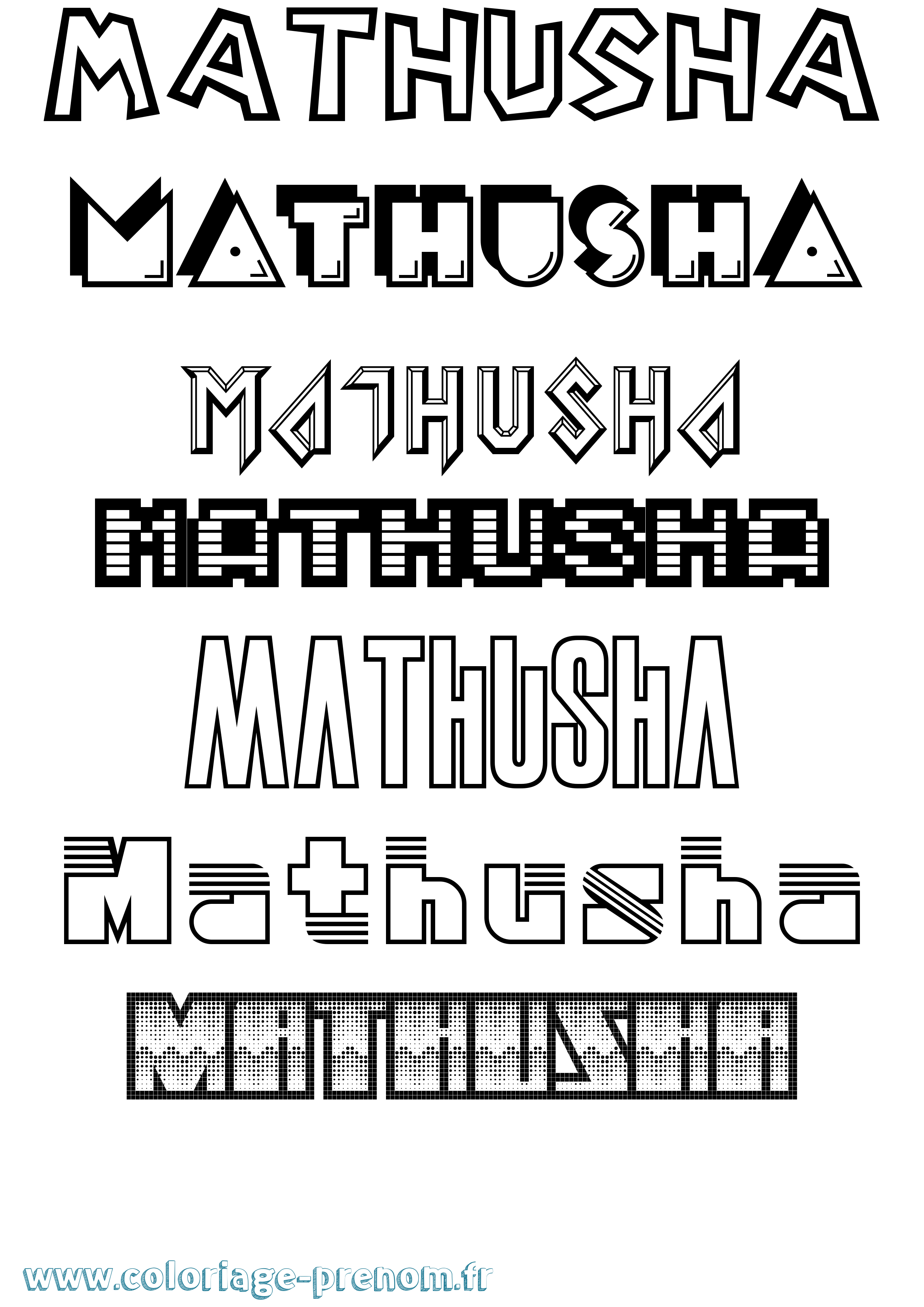 Coloriage prénom Mathusha Jeux Vidéos