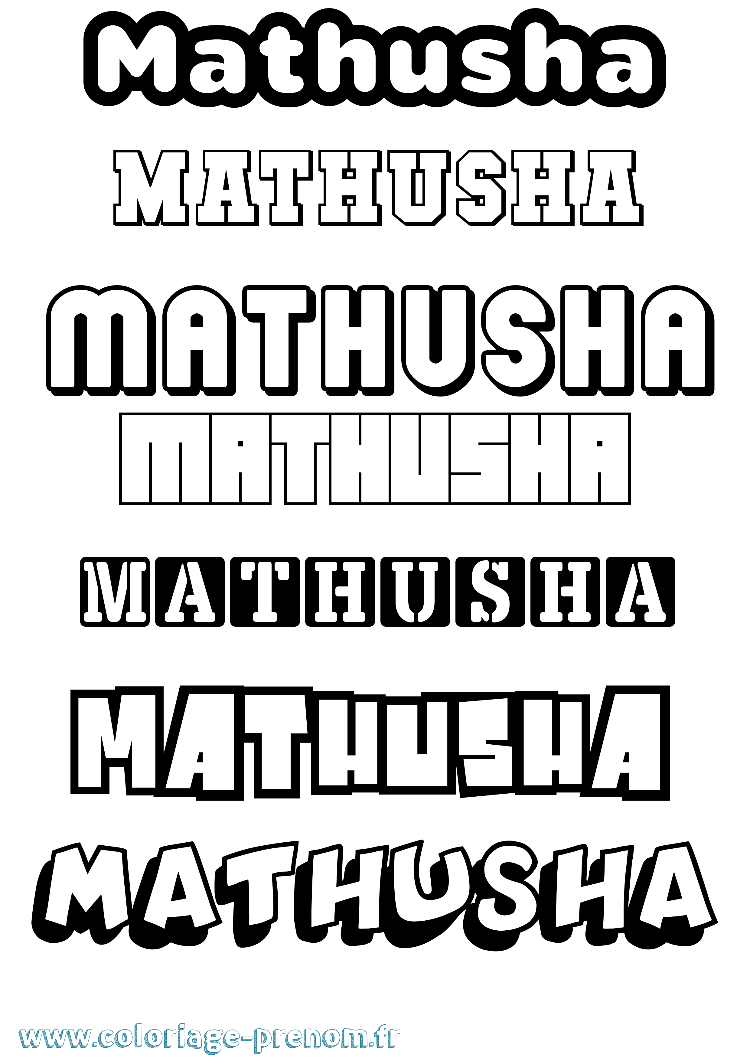 Coloriage prénom Mathusha Simple