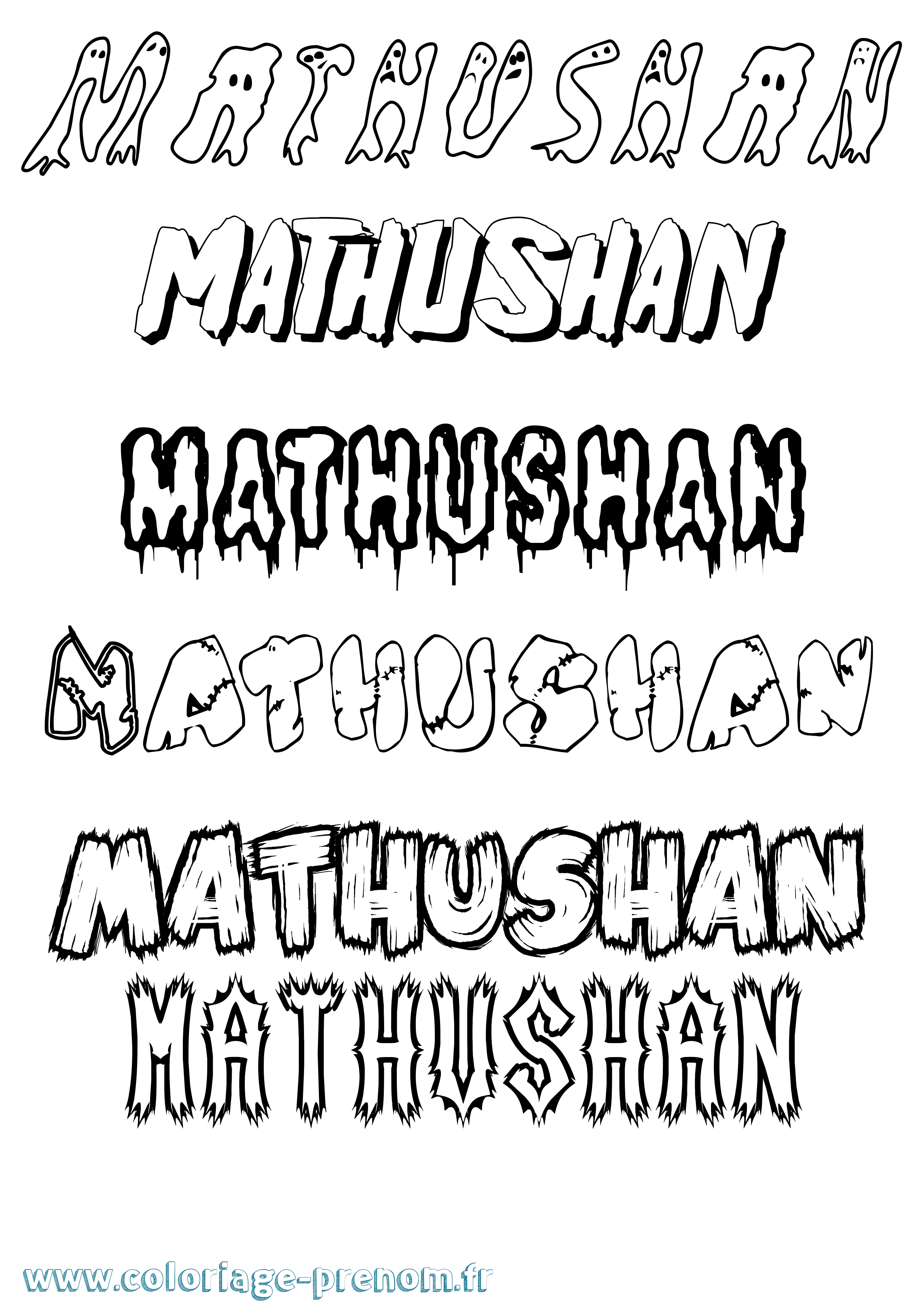 Coloriage prénom Mathushan Frisson