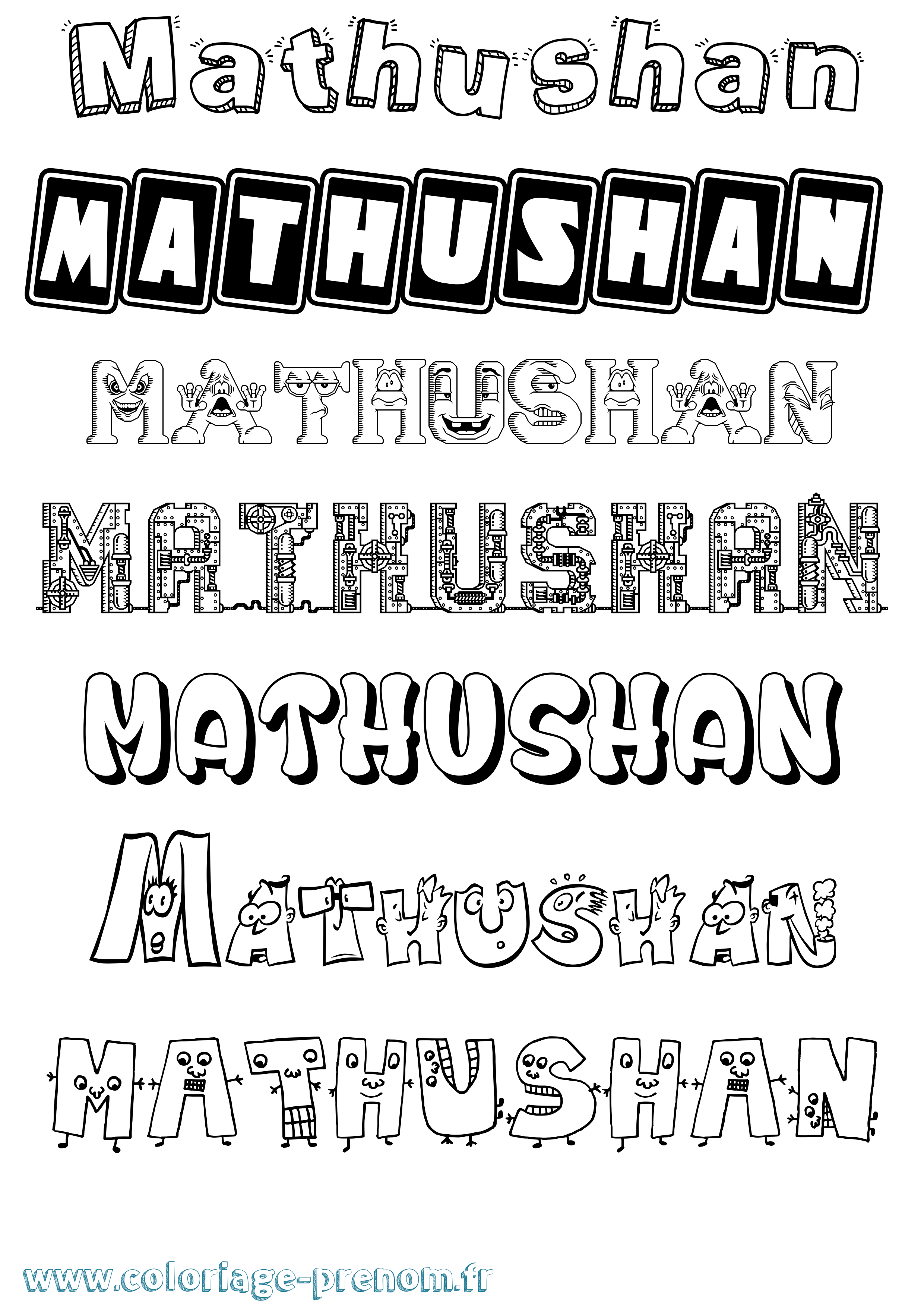 Coloriage prénom Mathushan Fun