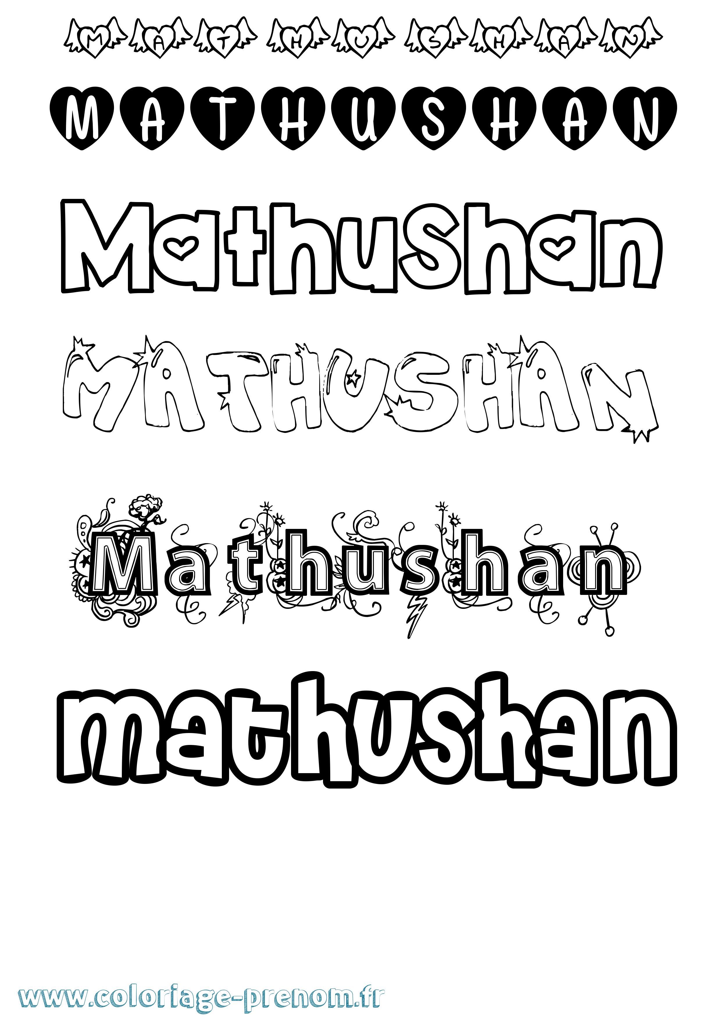 Coloriage prénom Mathushan Girly