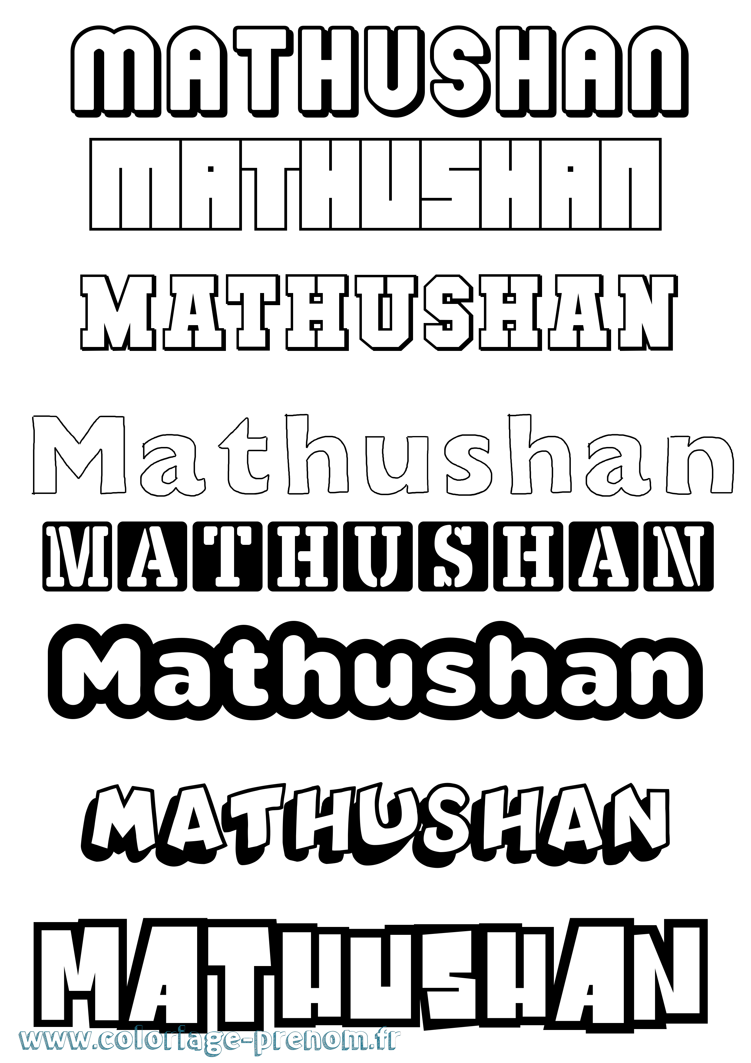 Coloriage prénom Mathushan Simple