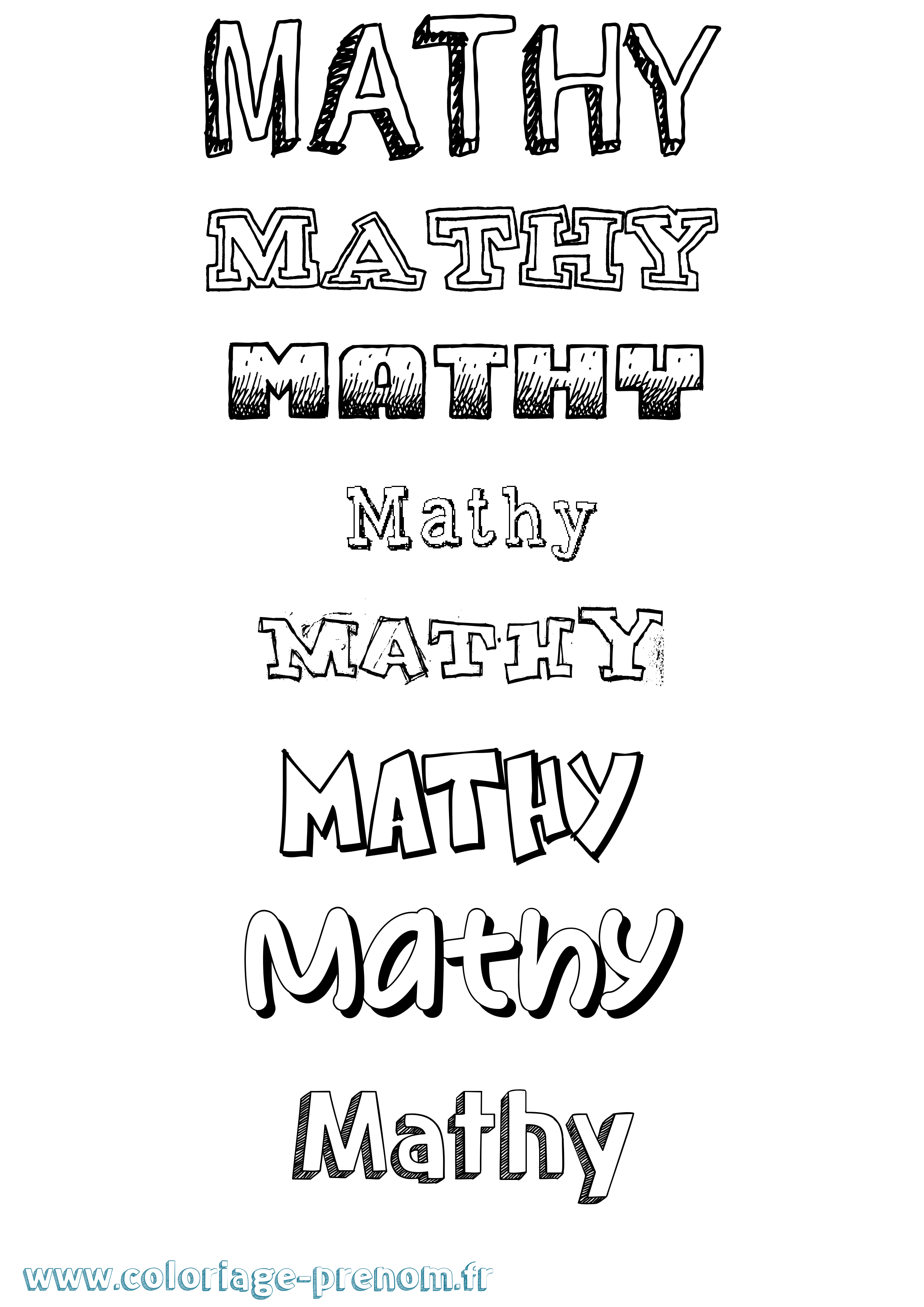 Coloriage prénom Mathy Dessiné