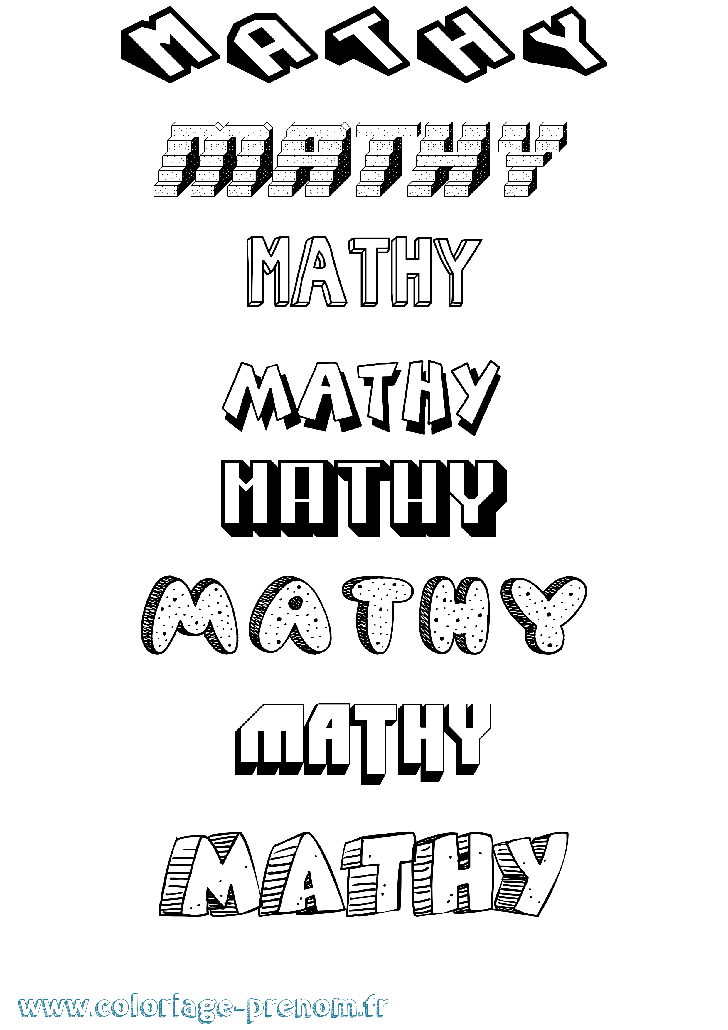 Coloriage prénom Mathy Effet 3D