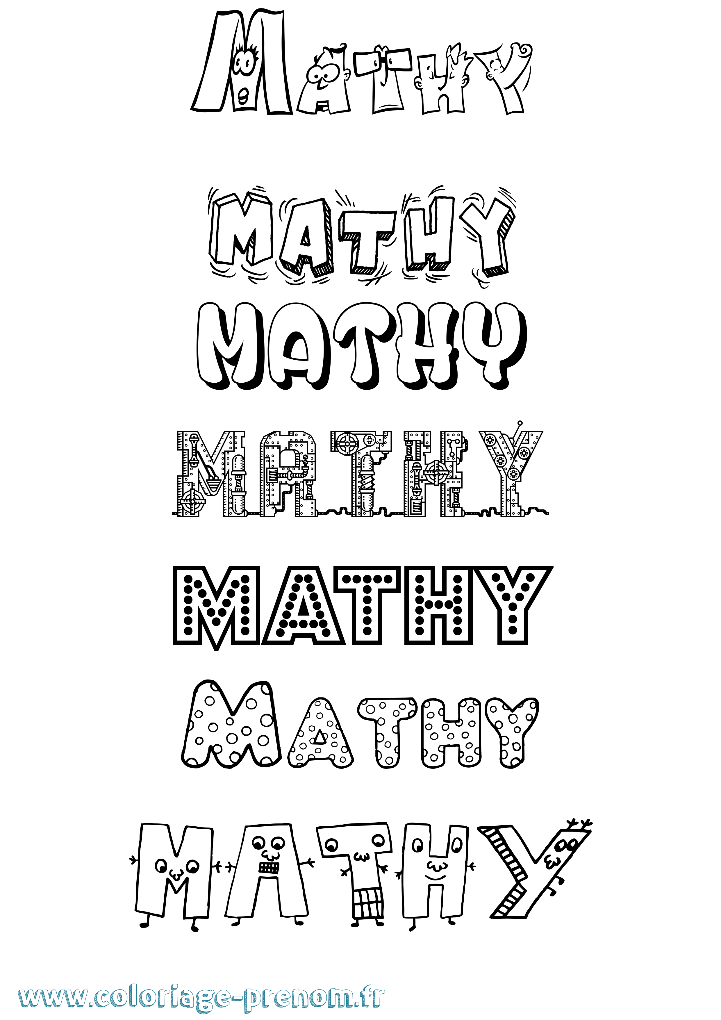 Coloriage prénom Mathy Fun
