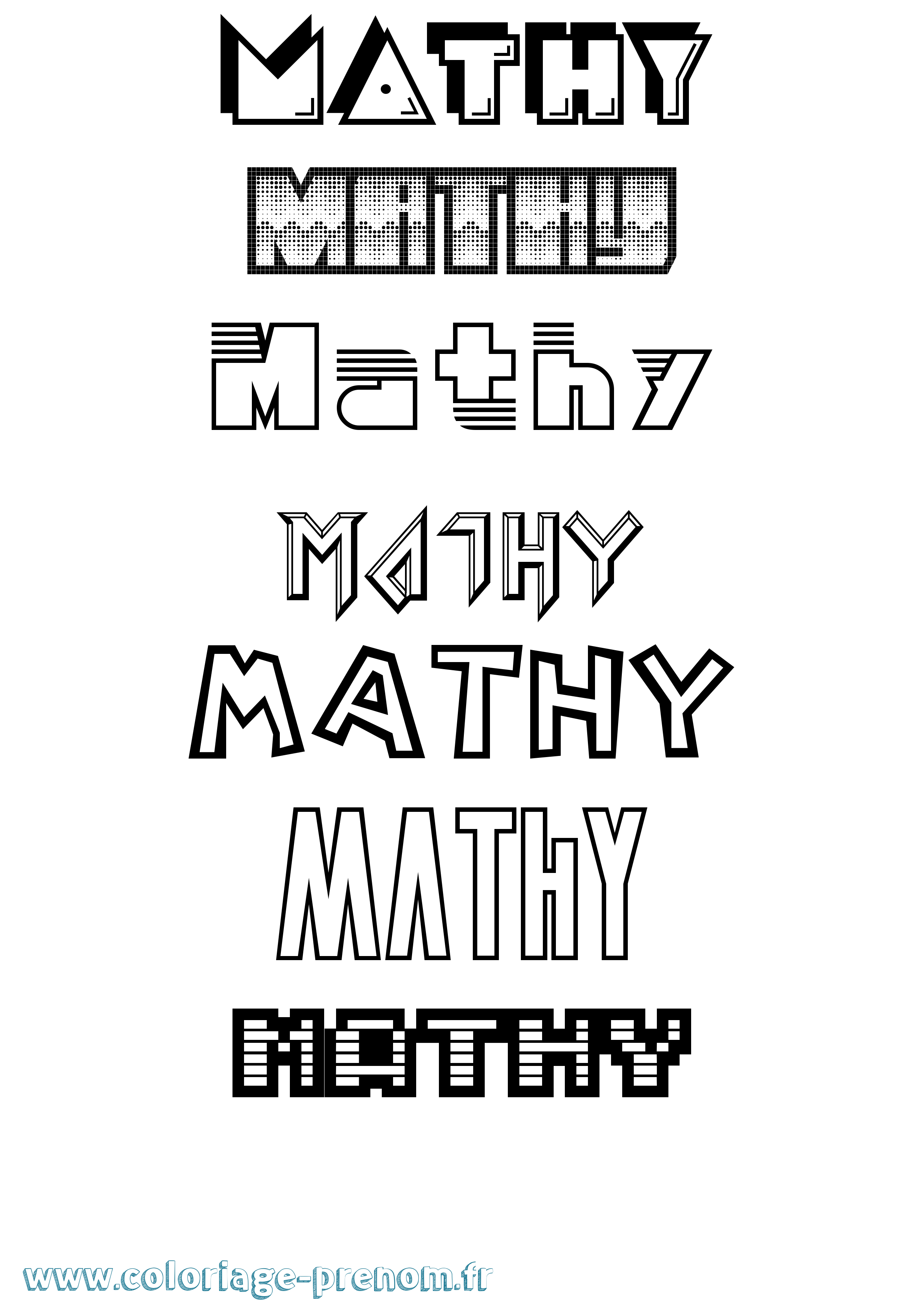 Coloriage prénom Mathy Jeux Vidéos