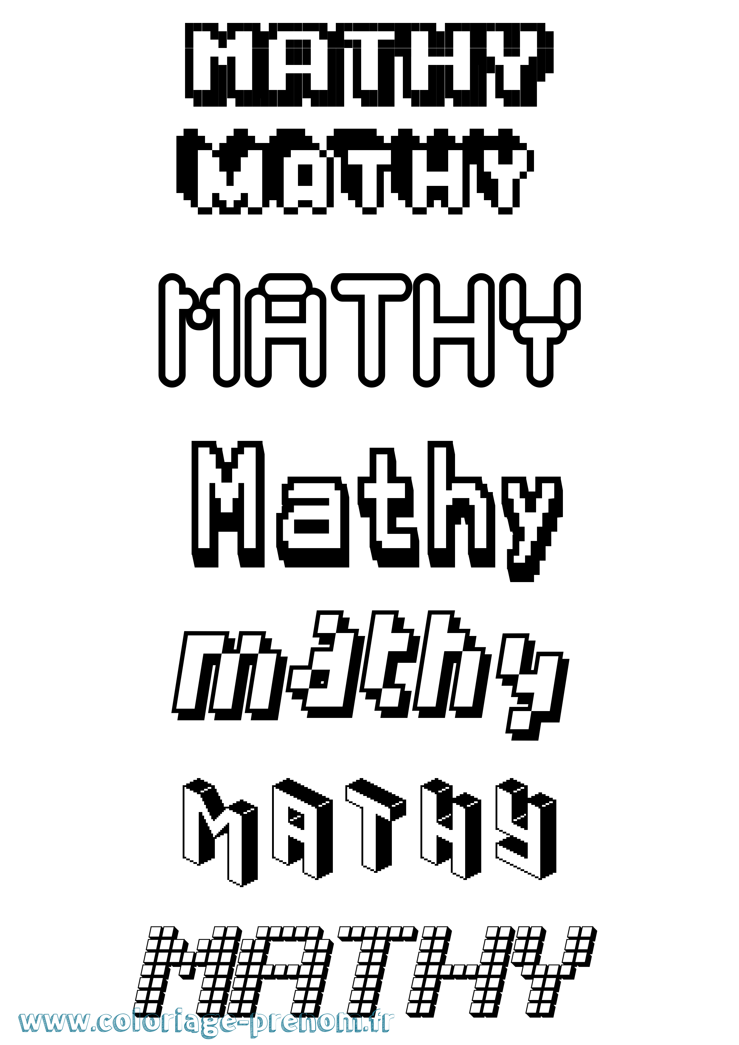 Coloriage prénom Mathy Pixel