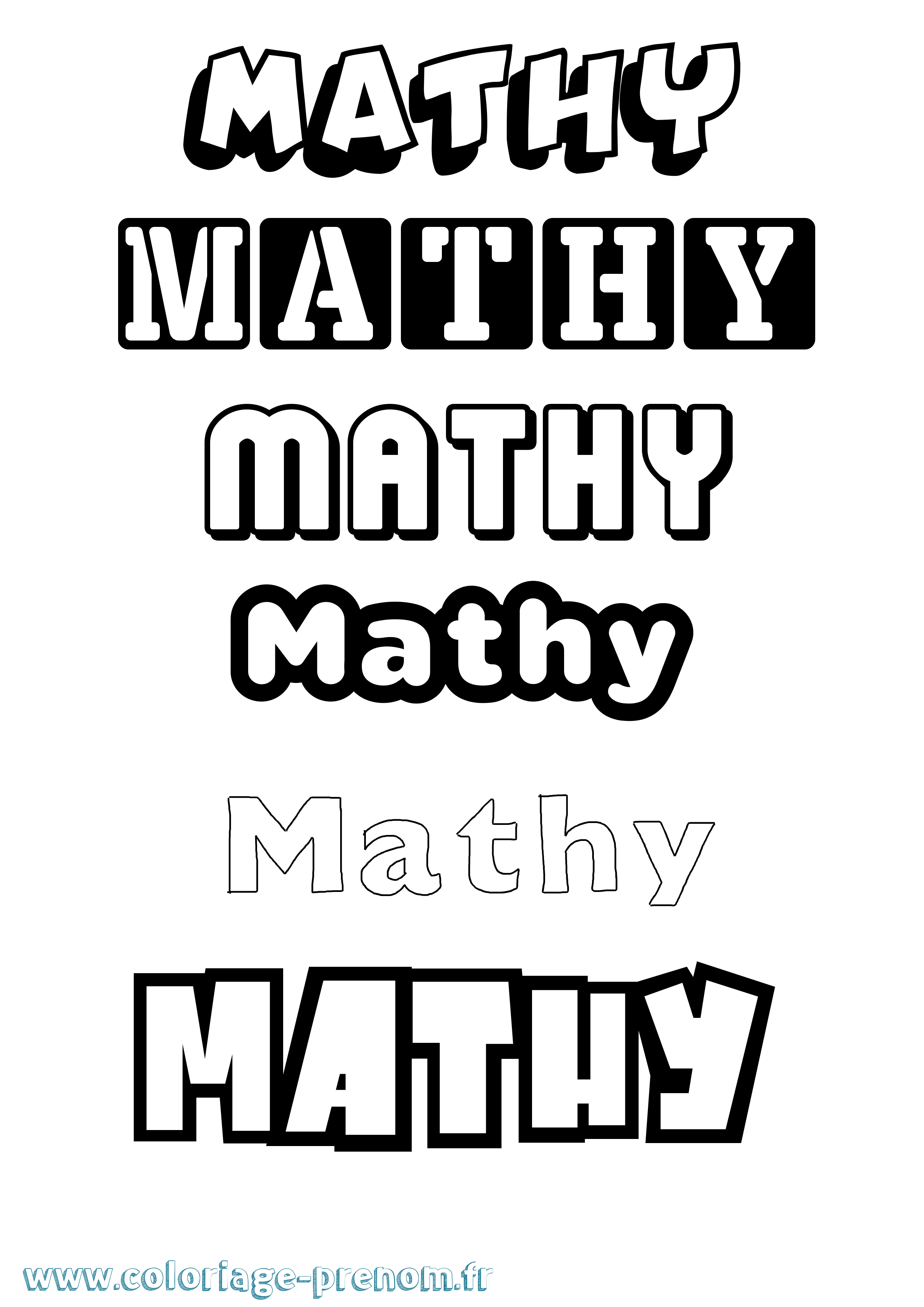 Coloriage prénom Mathy Simple