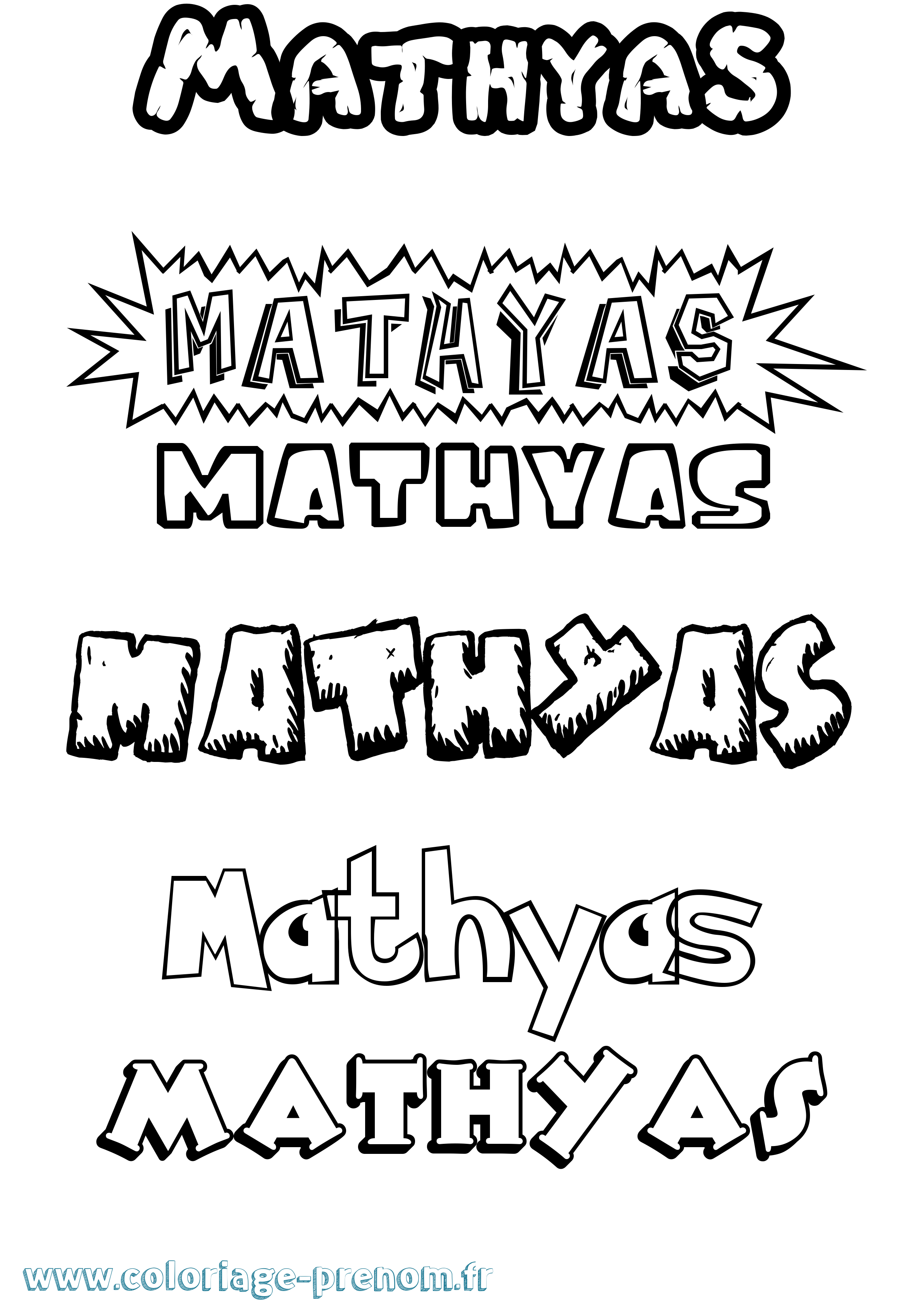 Coloriage Mathyas Dessin Animé Coloriage prénom Mathyas Dessin Animé