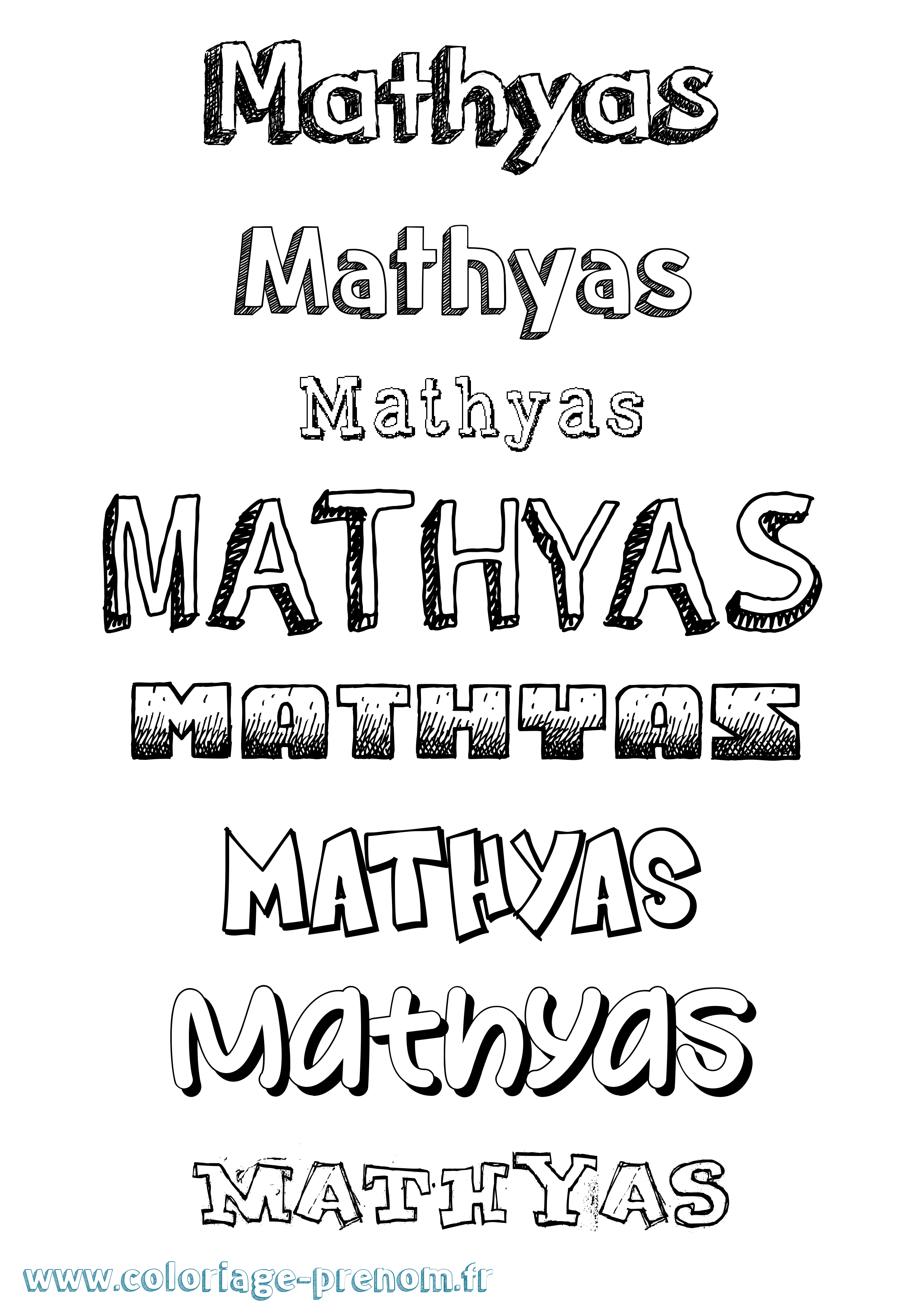 Coloriage prénom Mathyas Dessiné