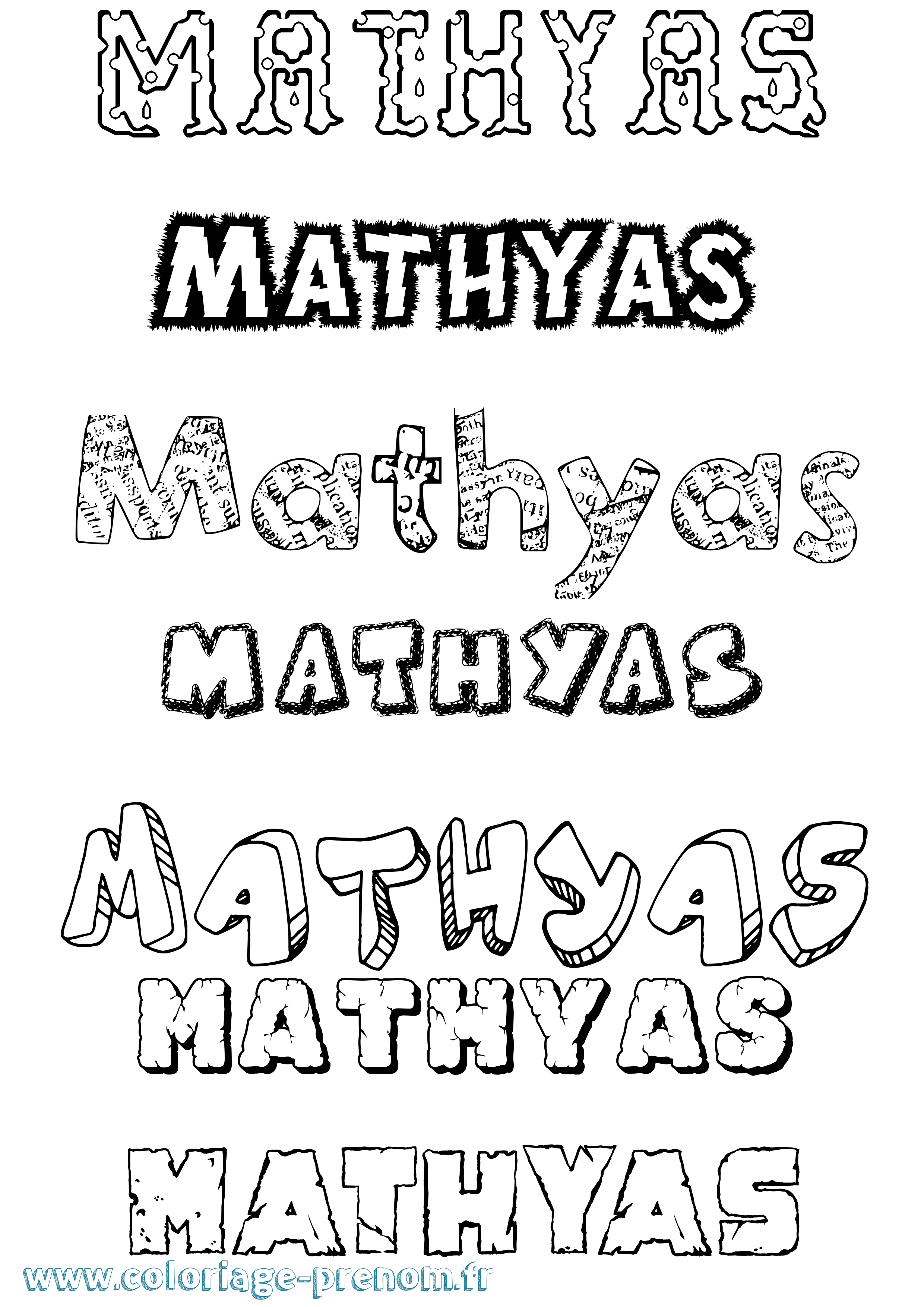 Coloriage prénom Mathyas Destructuré