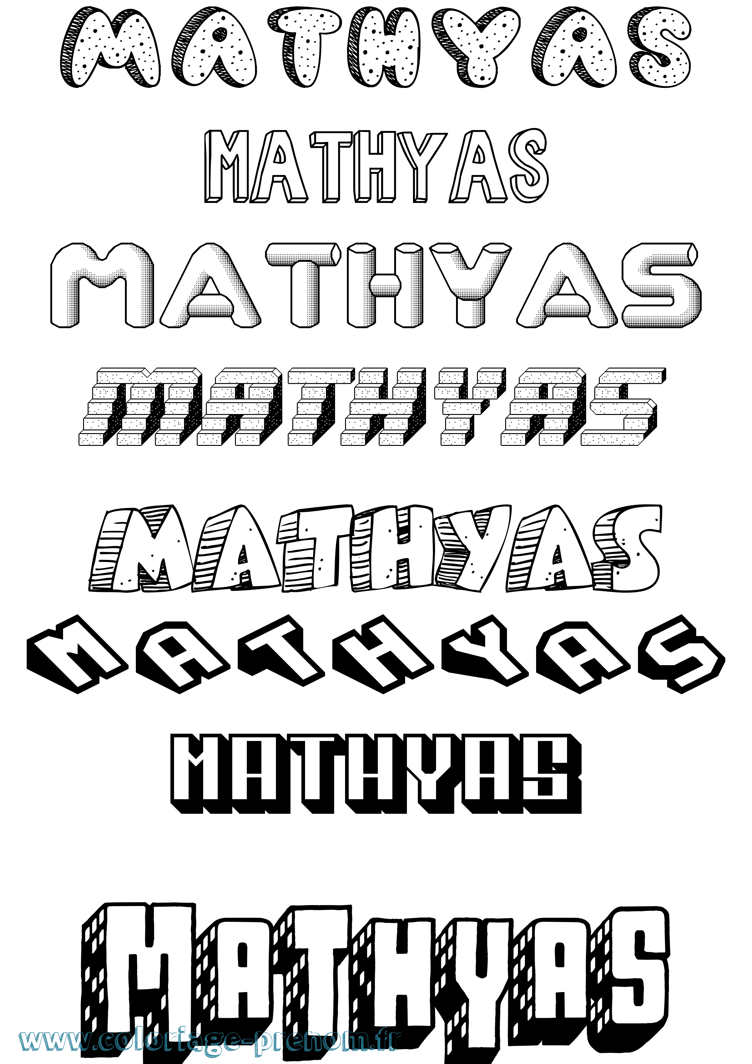 Coloriage prénom Mathyas Effet 3D
