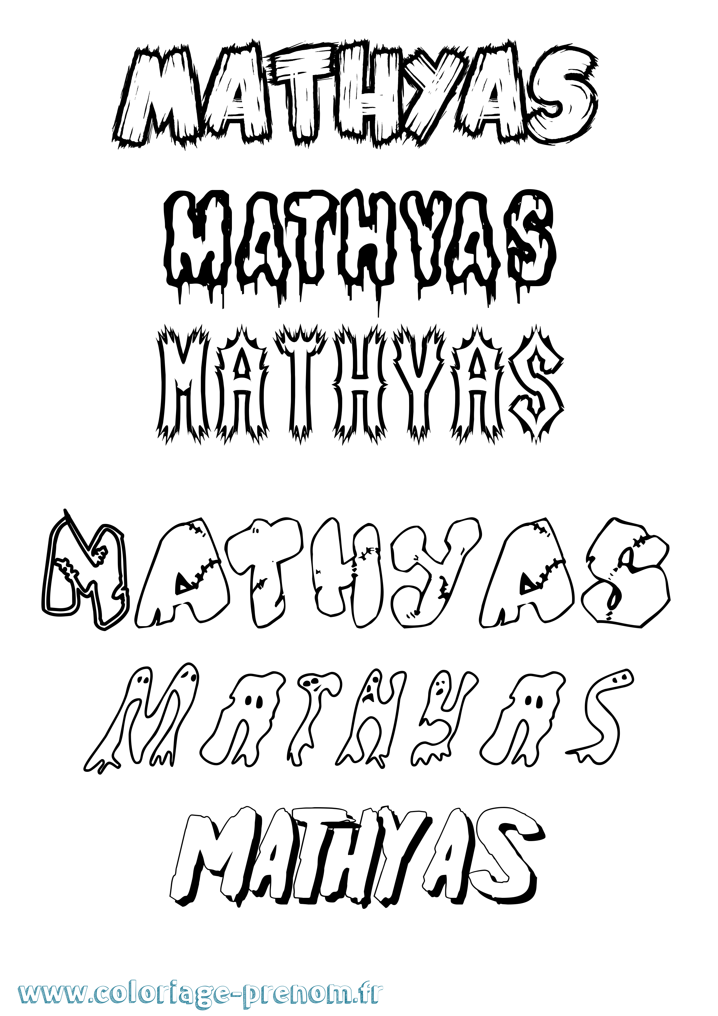Coloriage Mathyas Frisson Coloriage prénom Mathyas Frisson