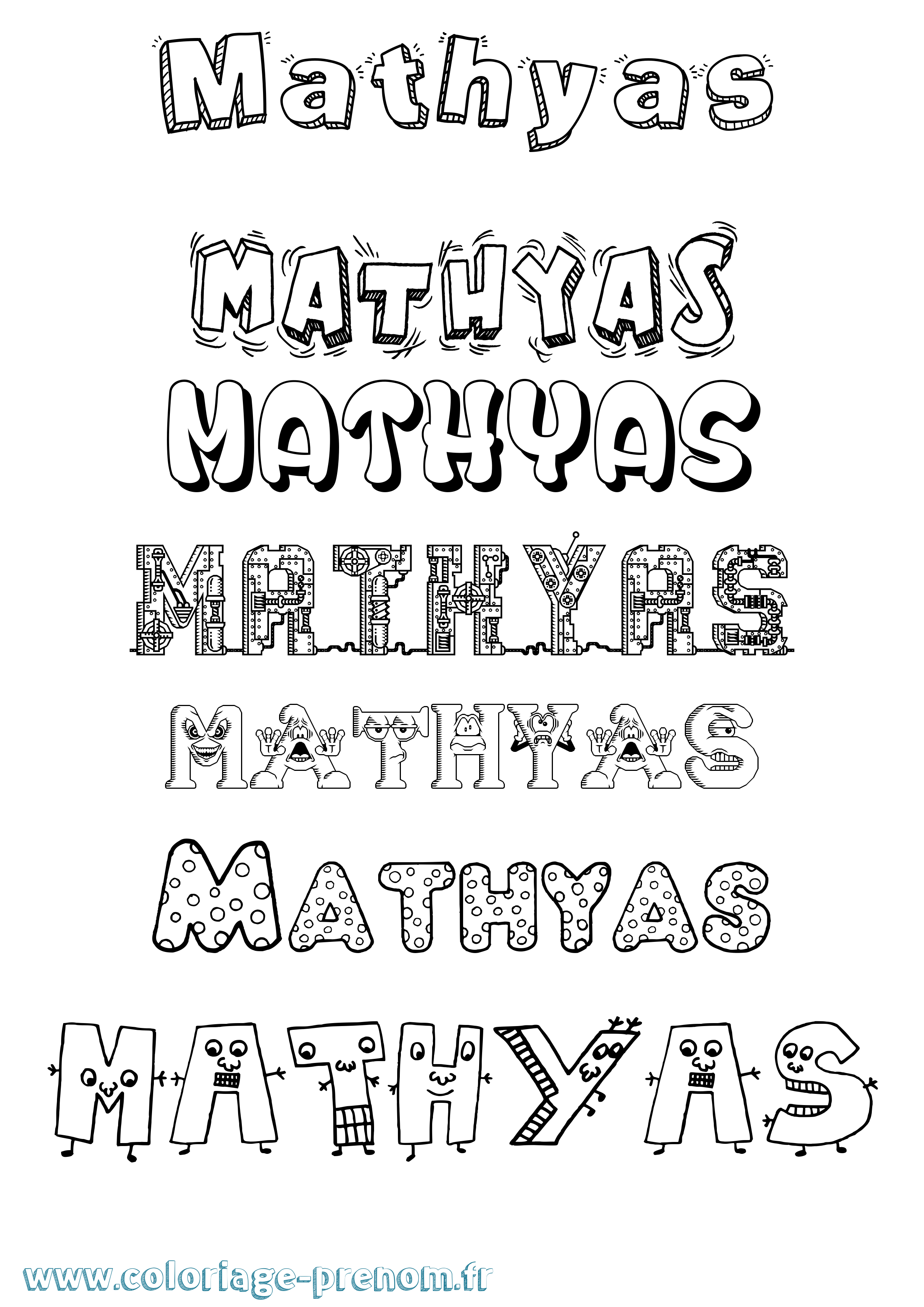 Coloriage prénom Mathyas Fun