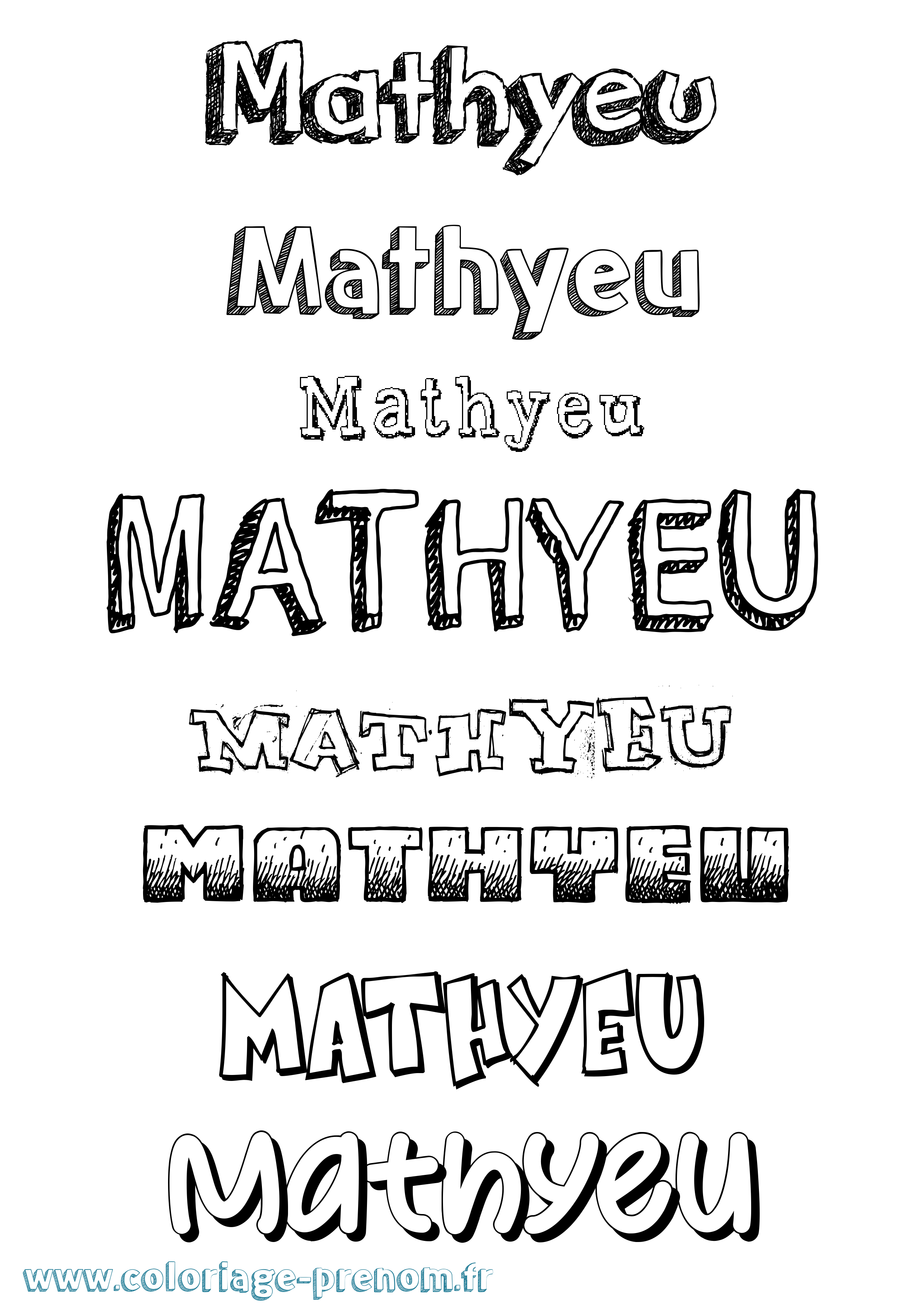Coloriage prénom Mathyeu Dessiné