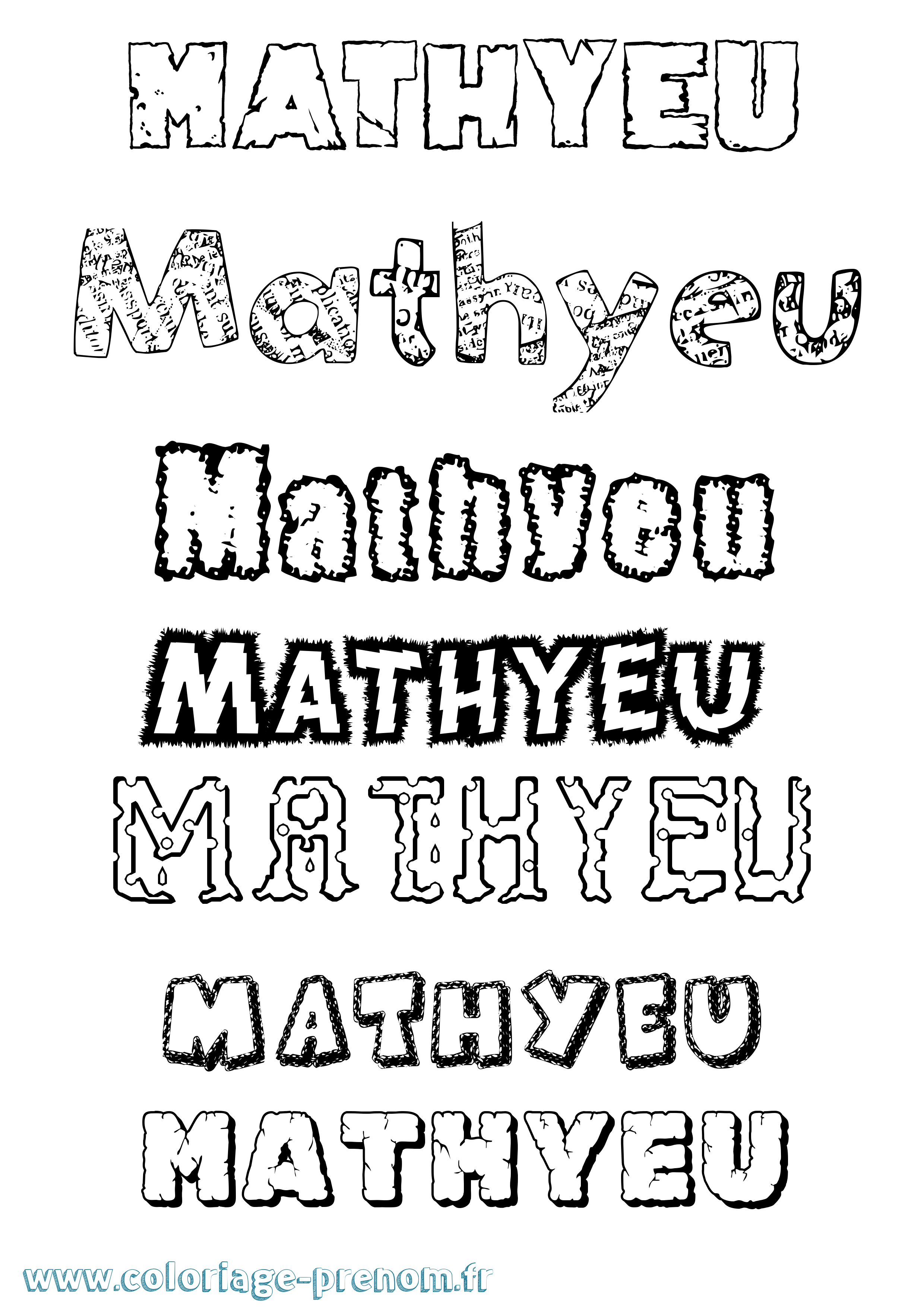 Coloriage prénom Mathyeu Destructuré