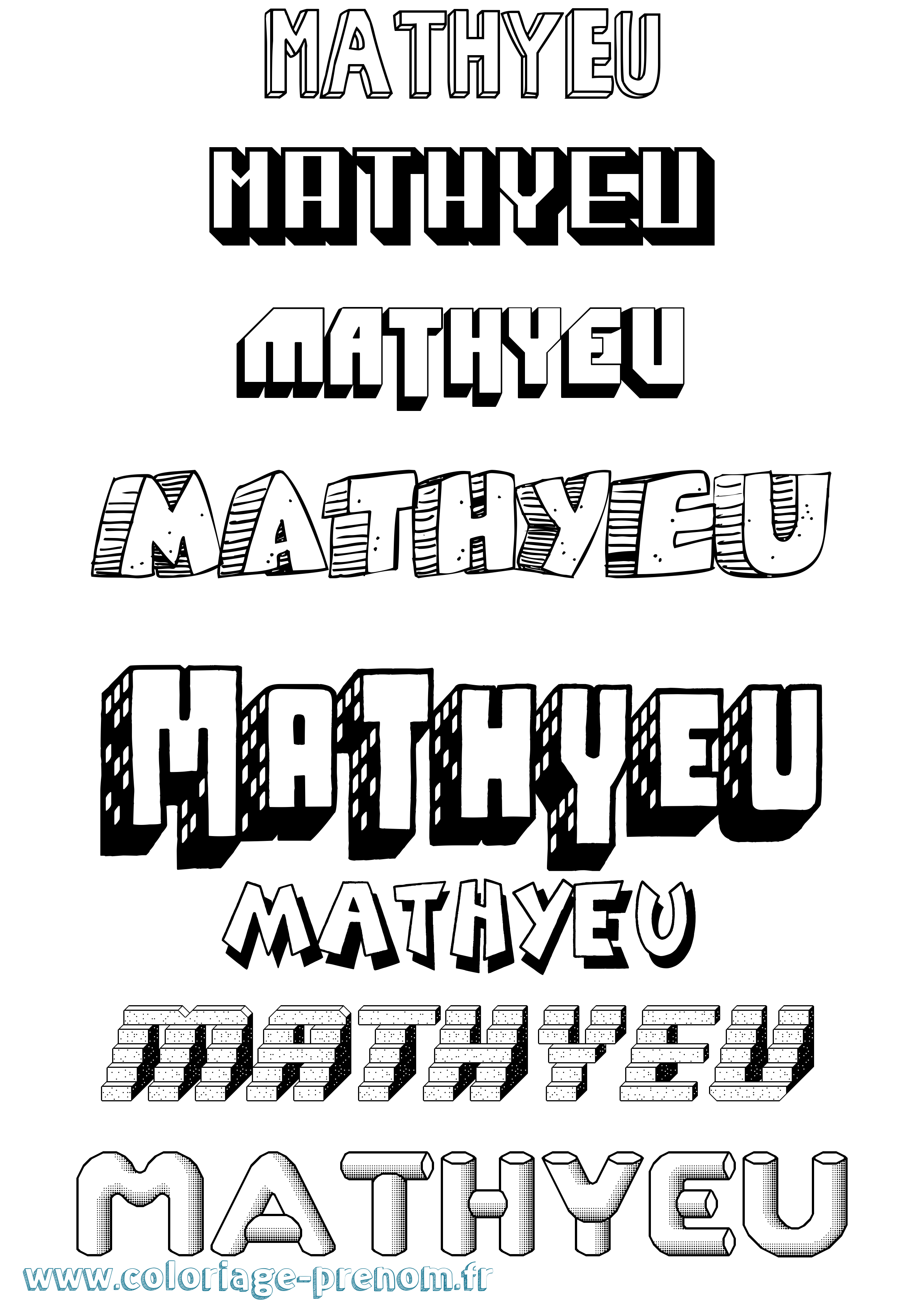 Coloriage prénom Mathyeu Effet 3D