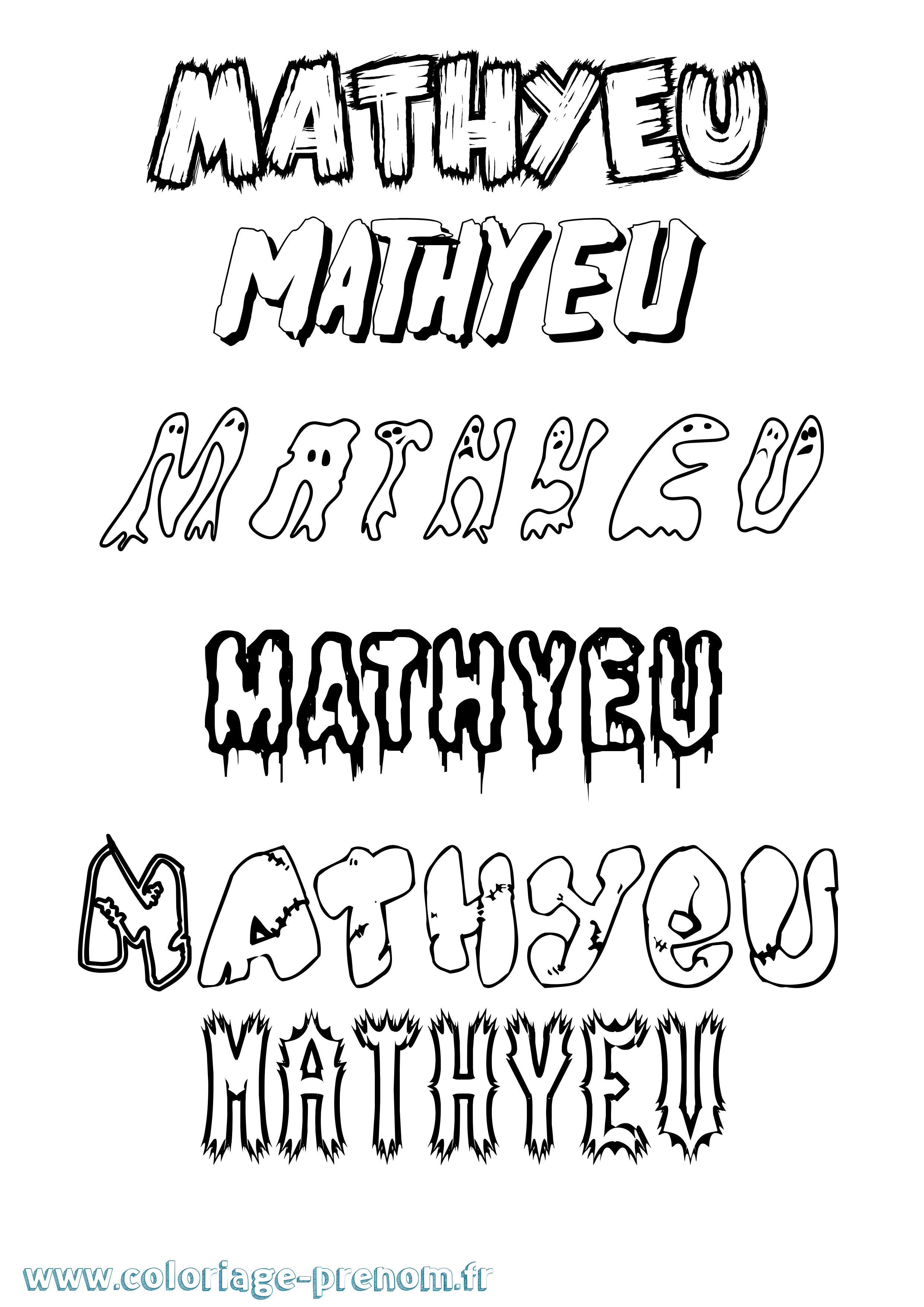 Coloriage prénom Mathyeu Frisson