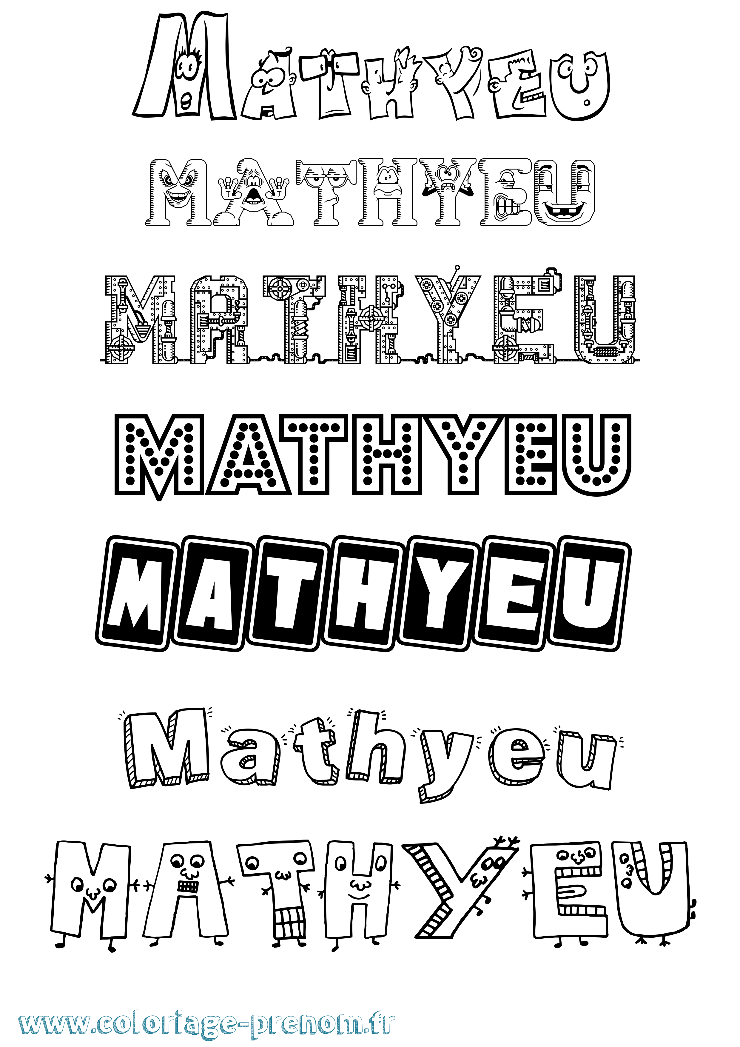 Coloriage prénom Mathyeu Fun