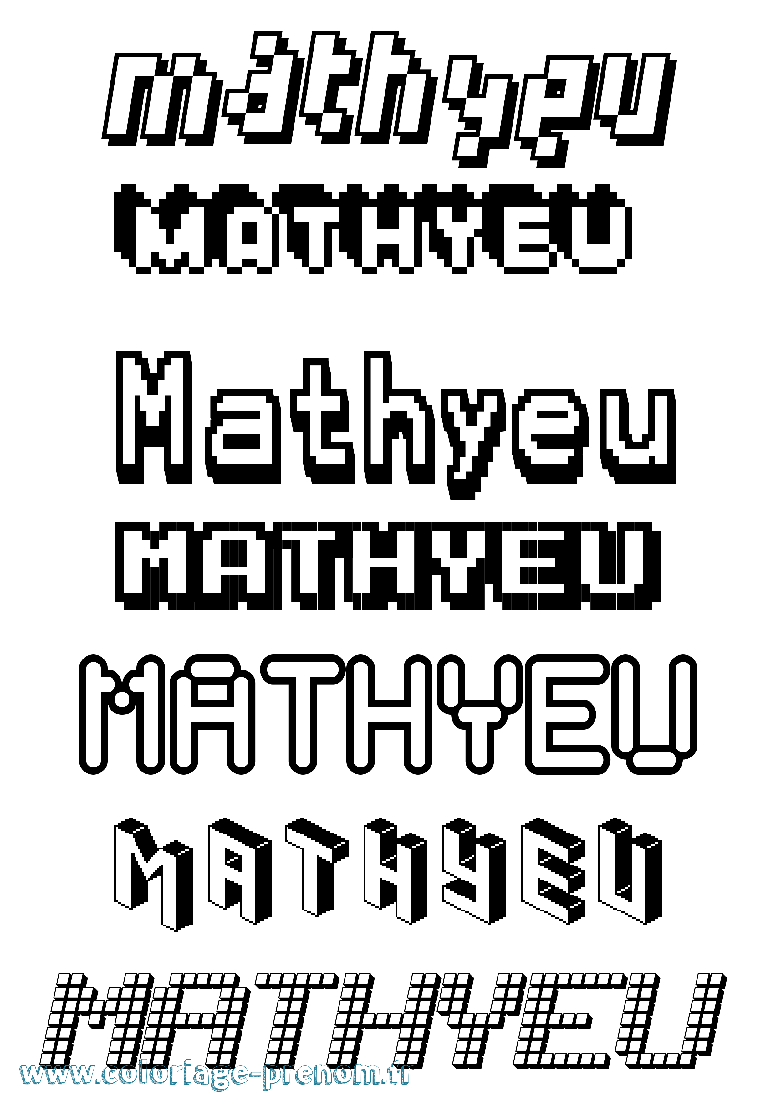 Coloriage prénom Mathyeu Pixel