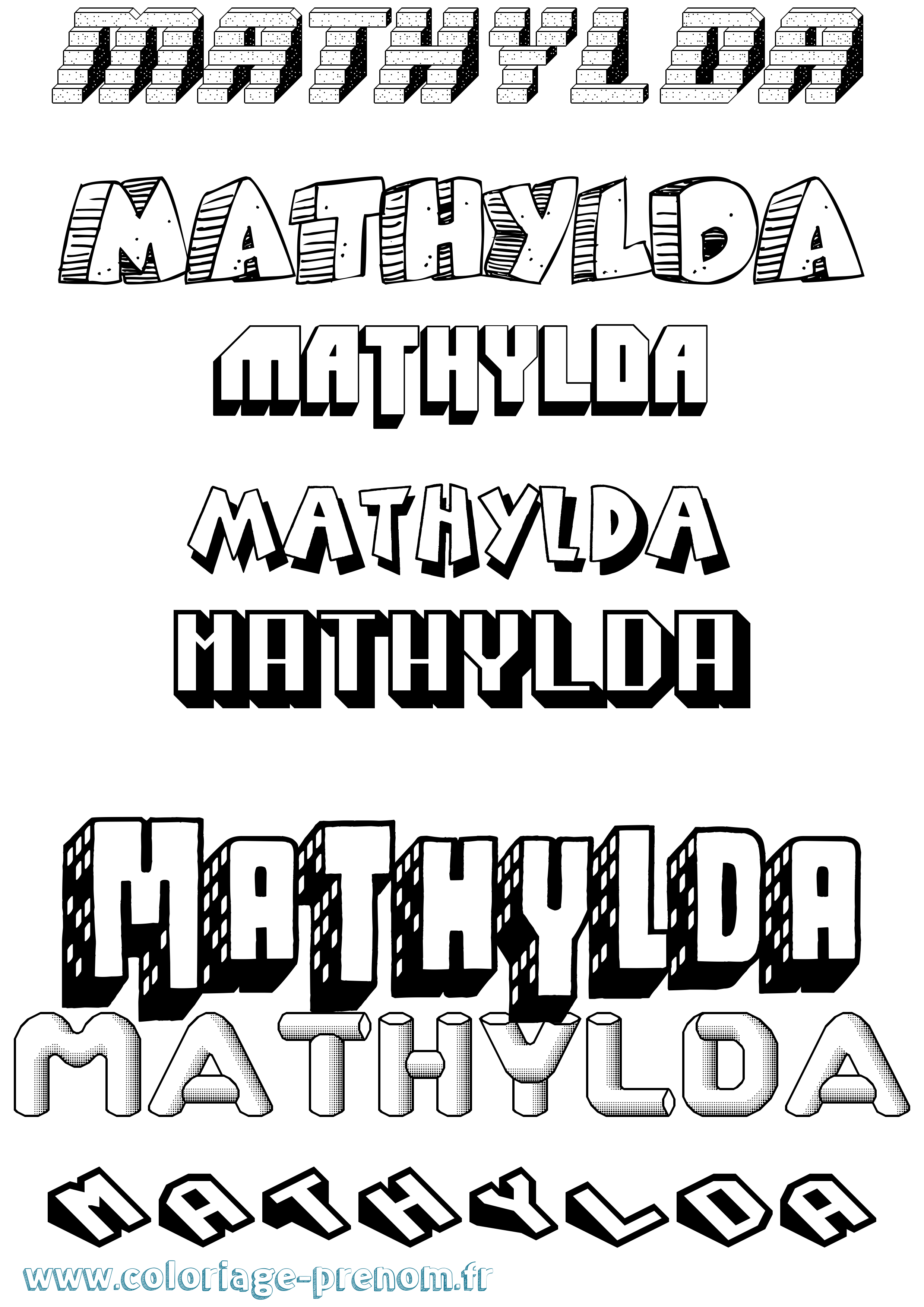 Coloriage prénom Mathylda Effet 3D