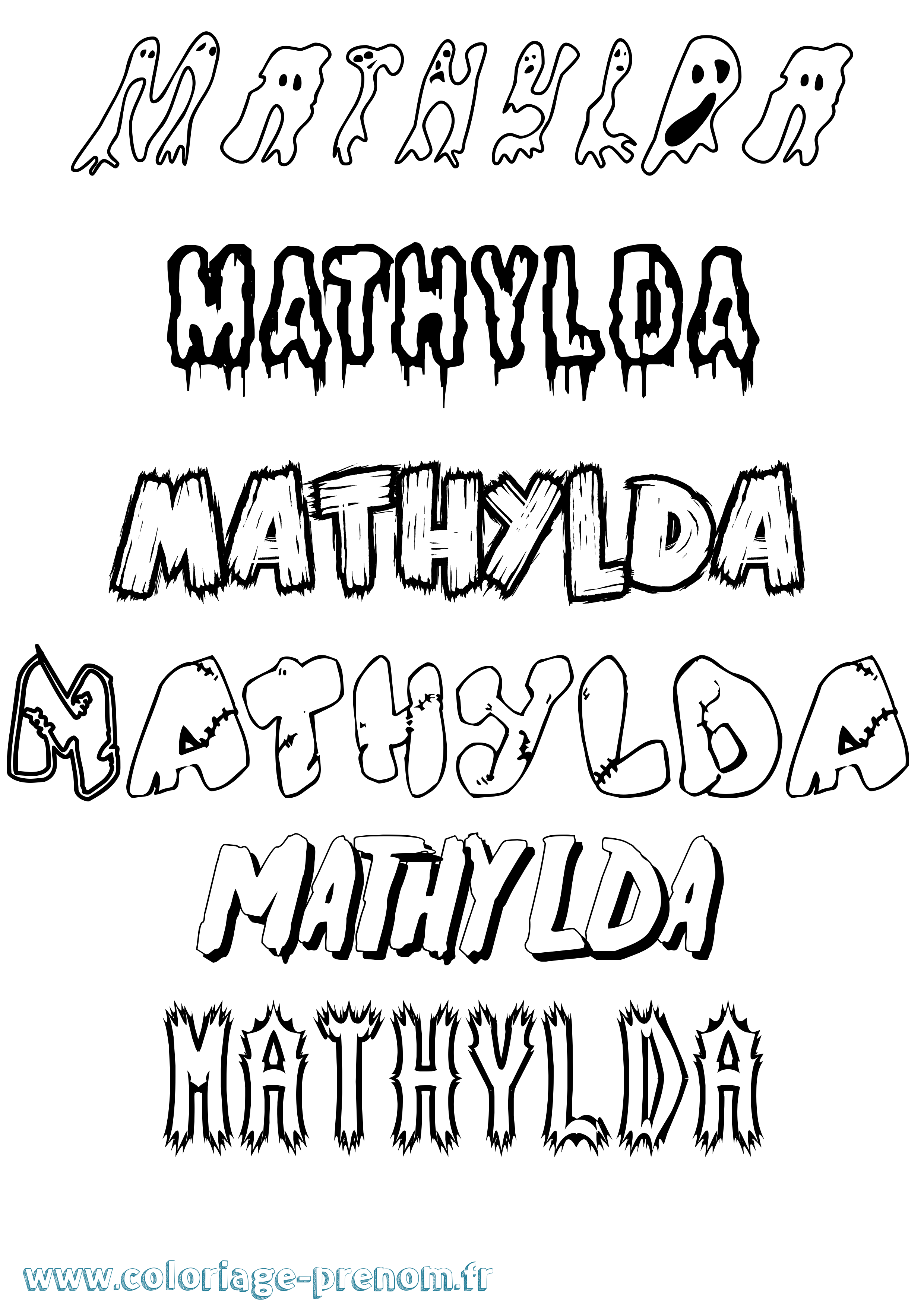 Coloriage prénom Mathylda Frisson