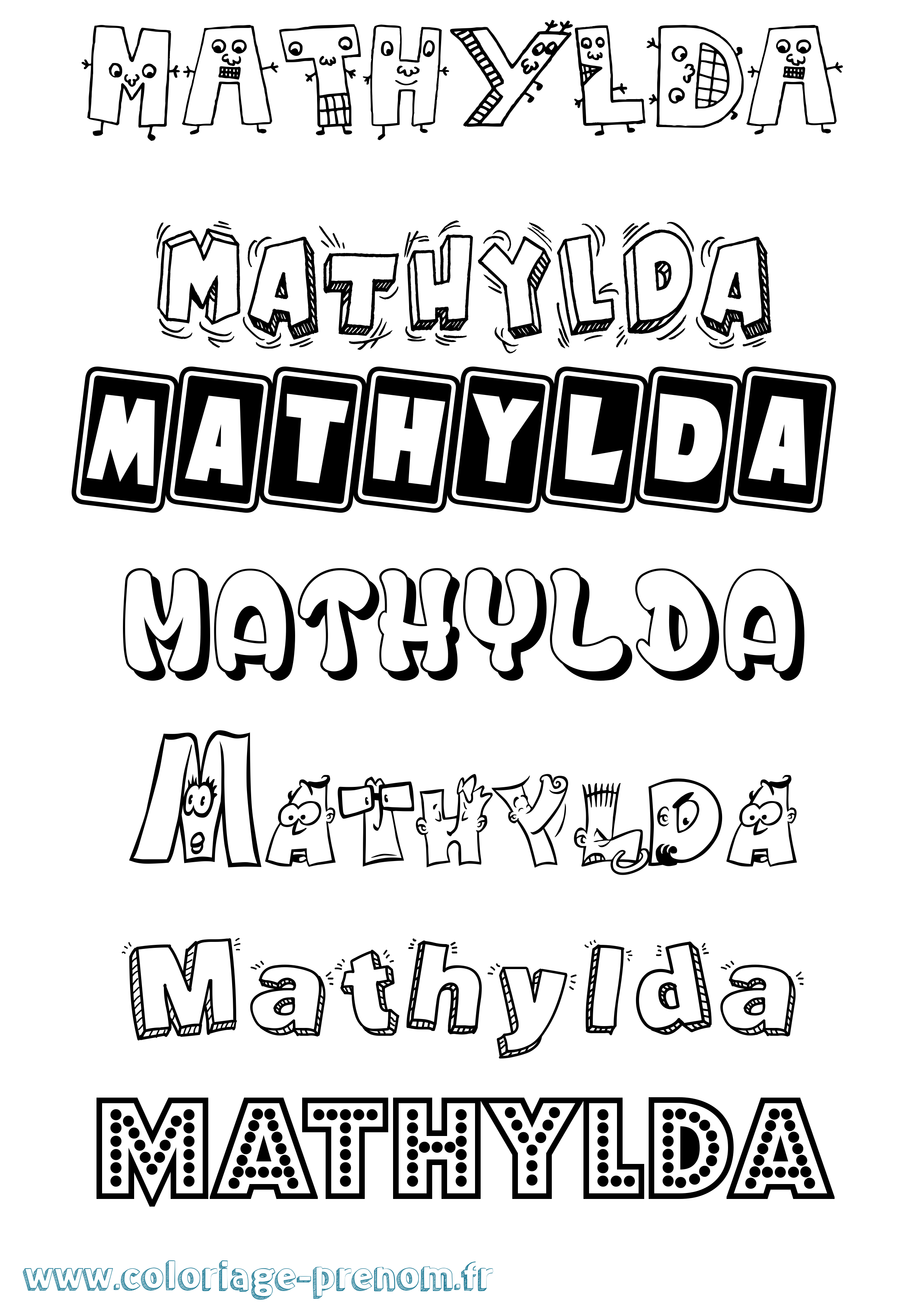 Coloriage prénom Mathylda Fun