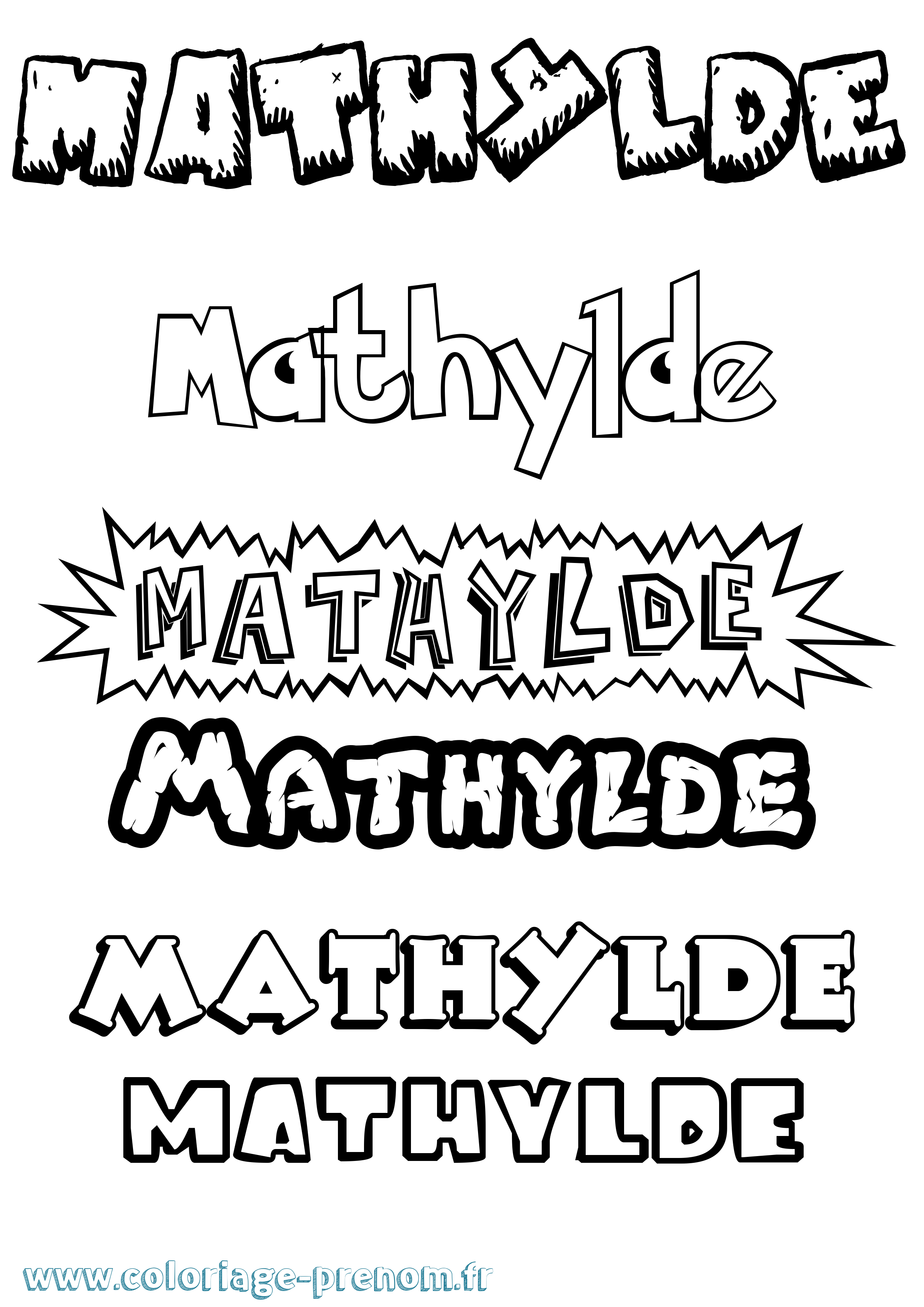 Coloriage prénom Mathylde Dessin Animé