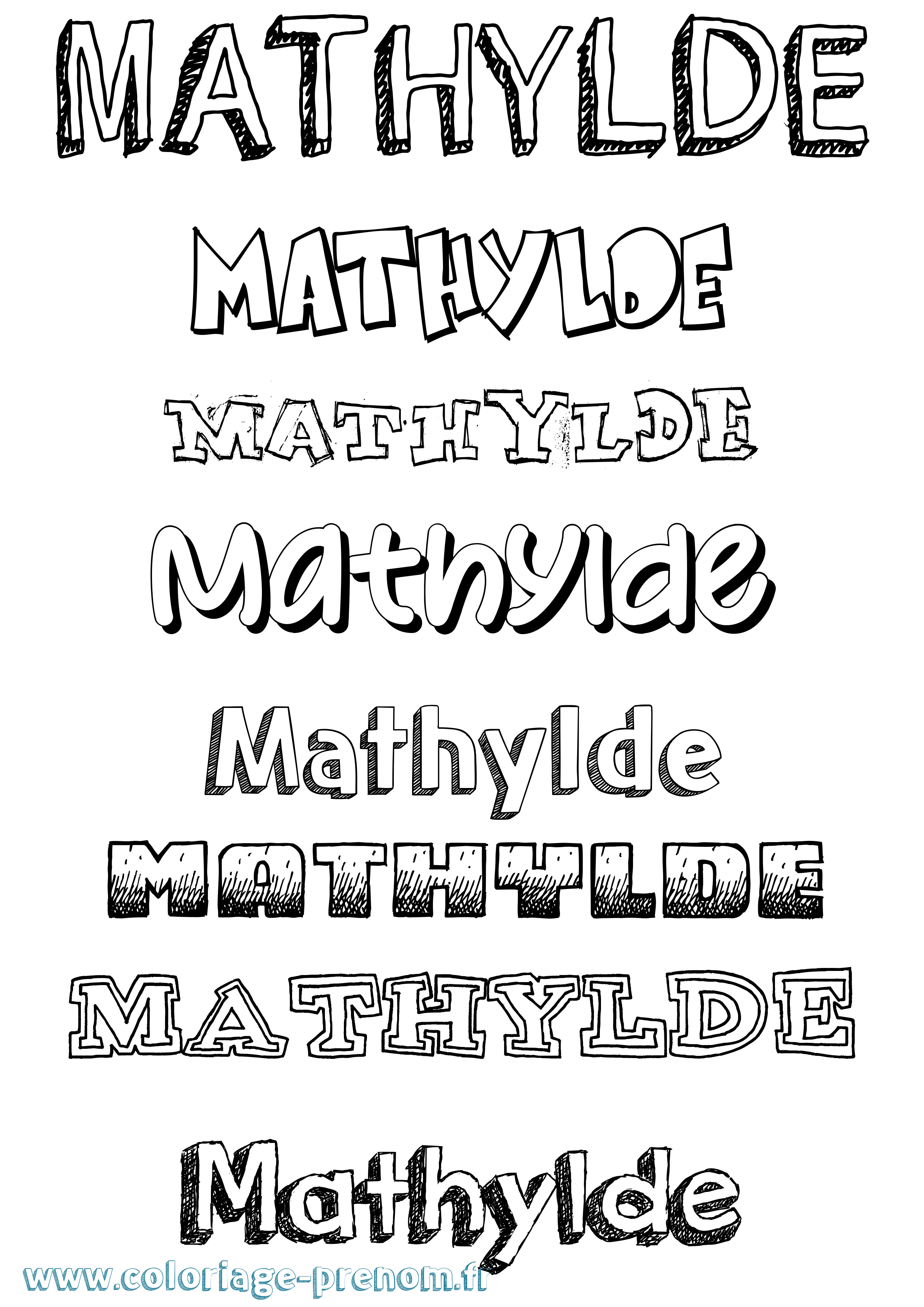 Coloriage prénom Mathylde Dessiné