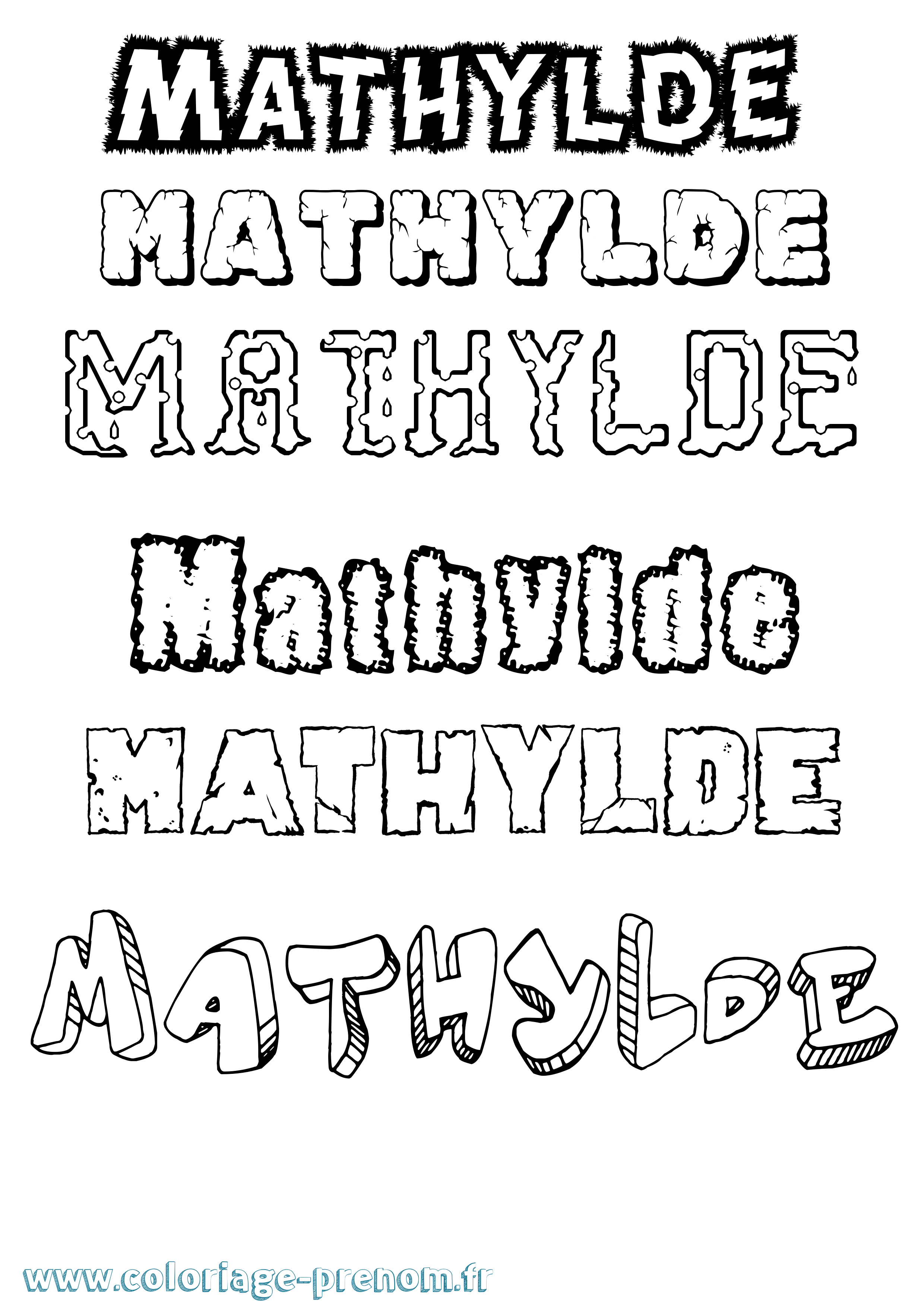 Coloriage prénom Mathylde Destructuré