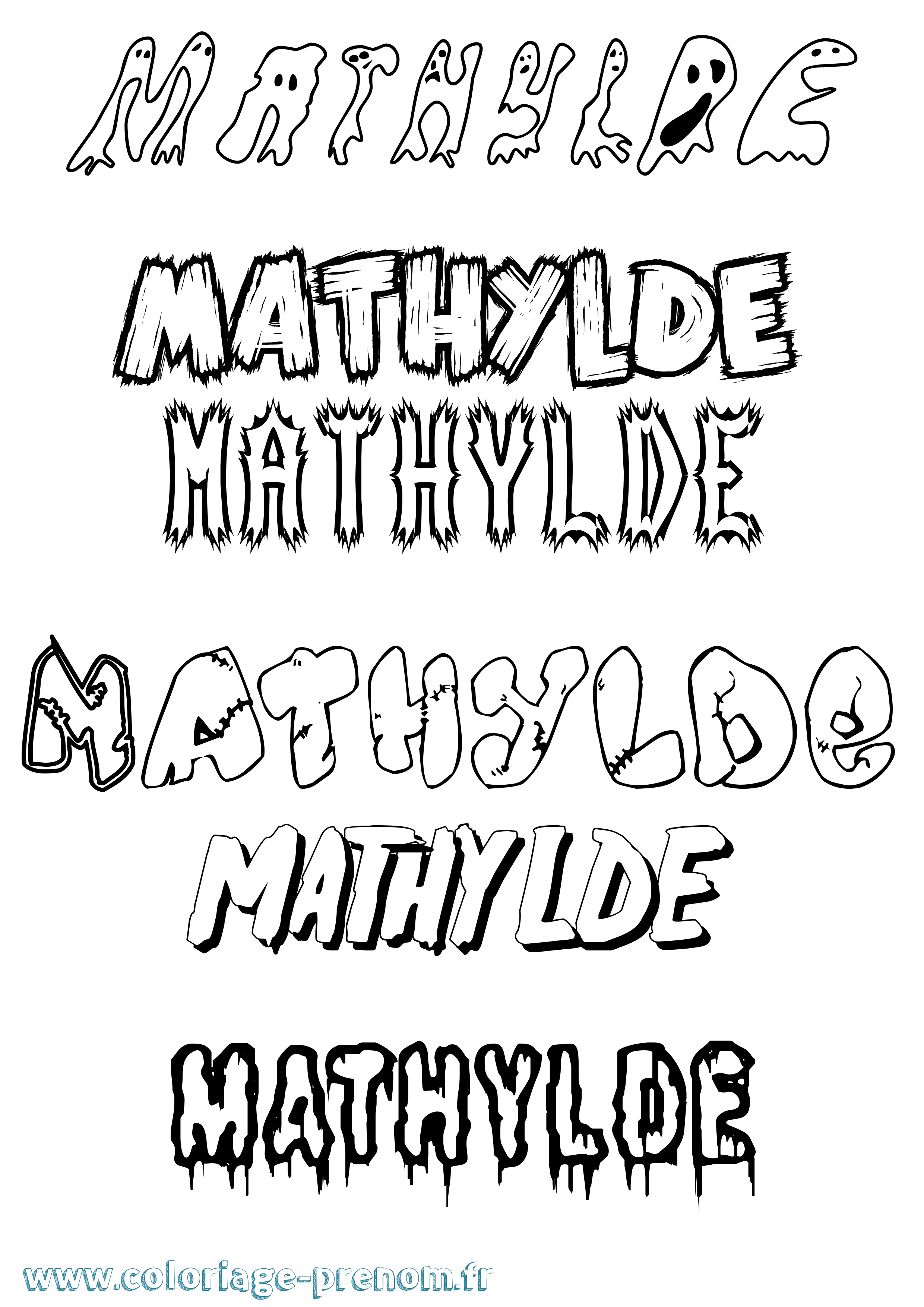 Coloriage prénom Mathylde Frisson