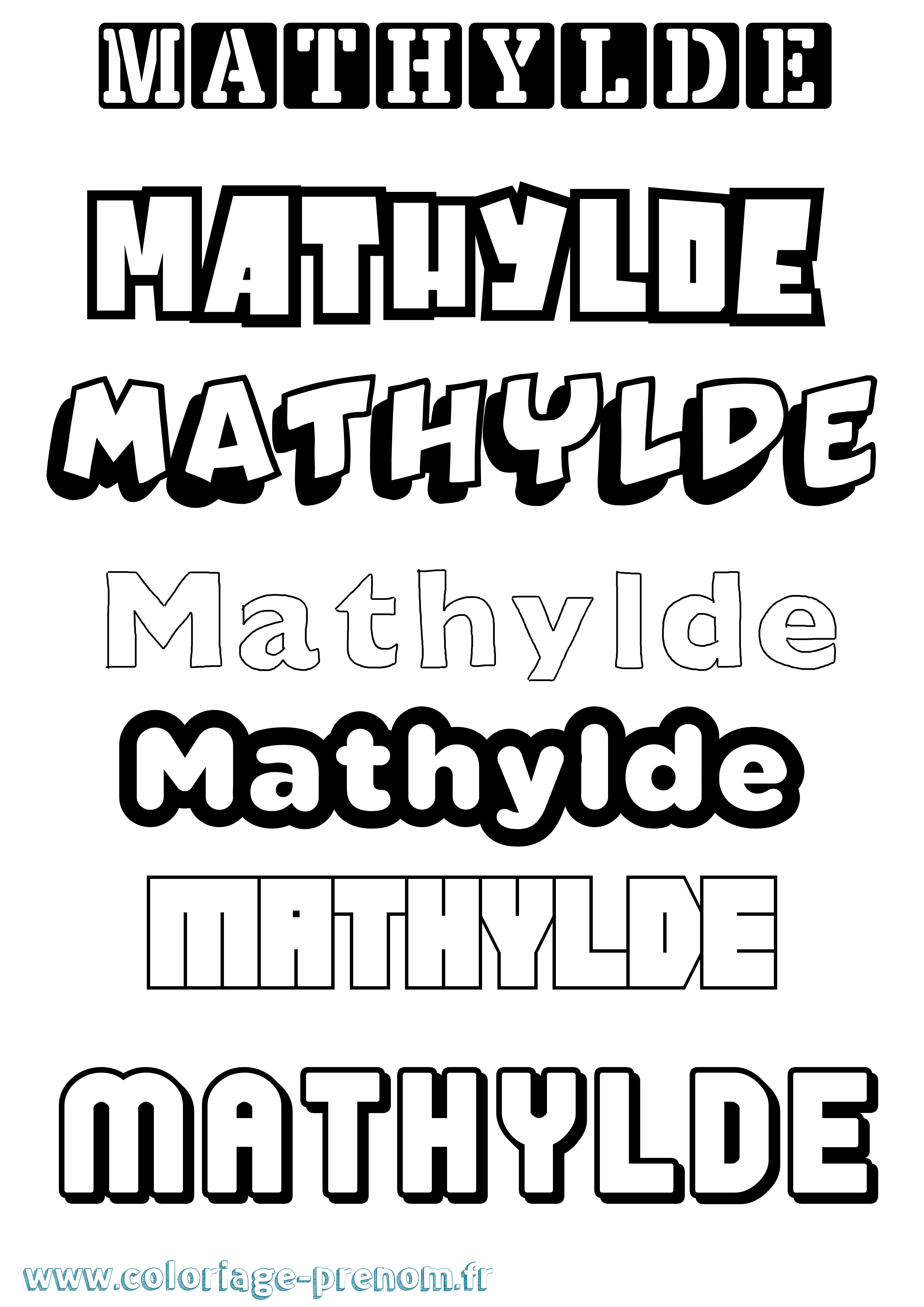 Coloriage prénom Mathylde Simple