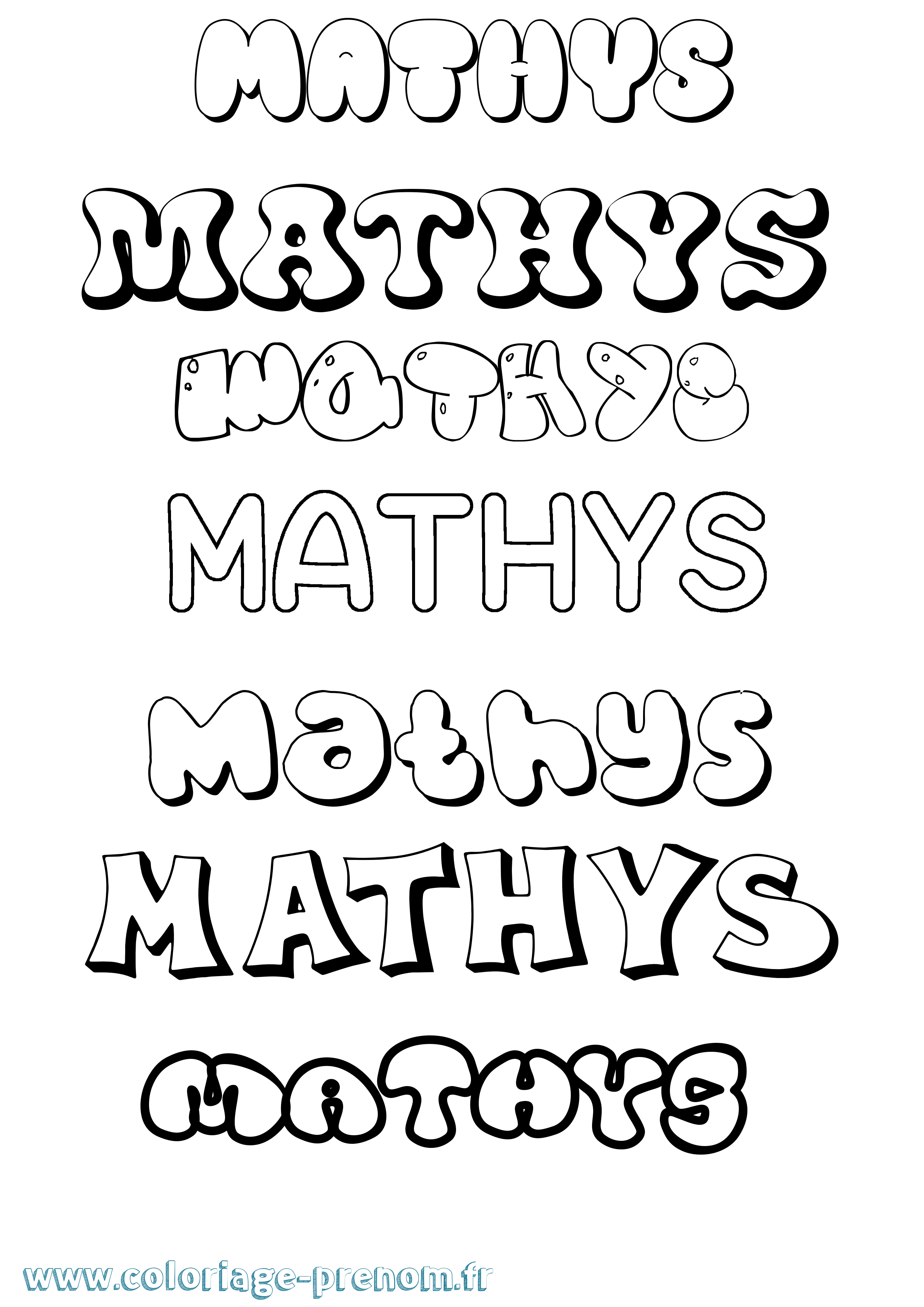 Coloriage Mathys Bubble Coloriage prénom Mathys Bubble