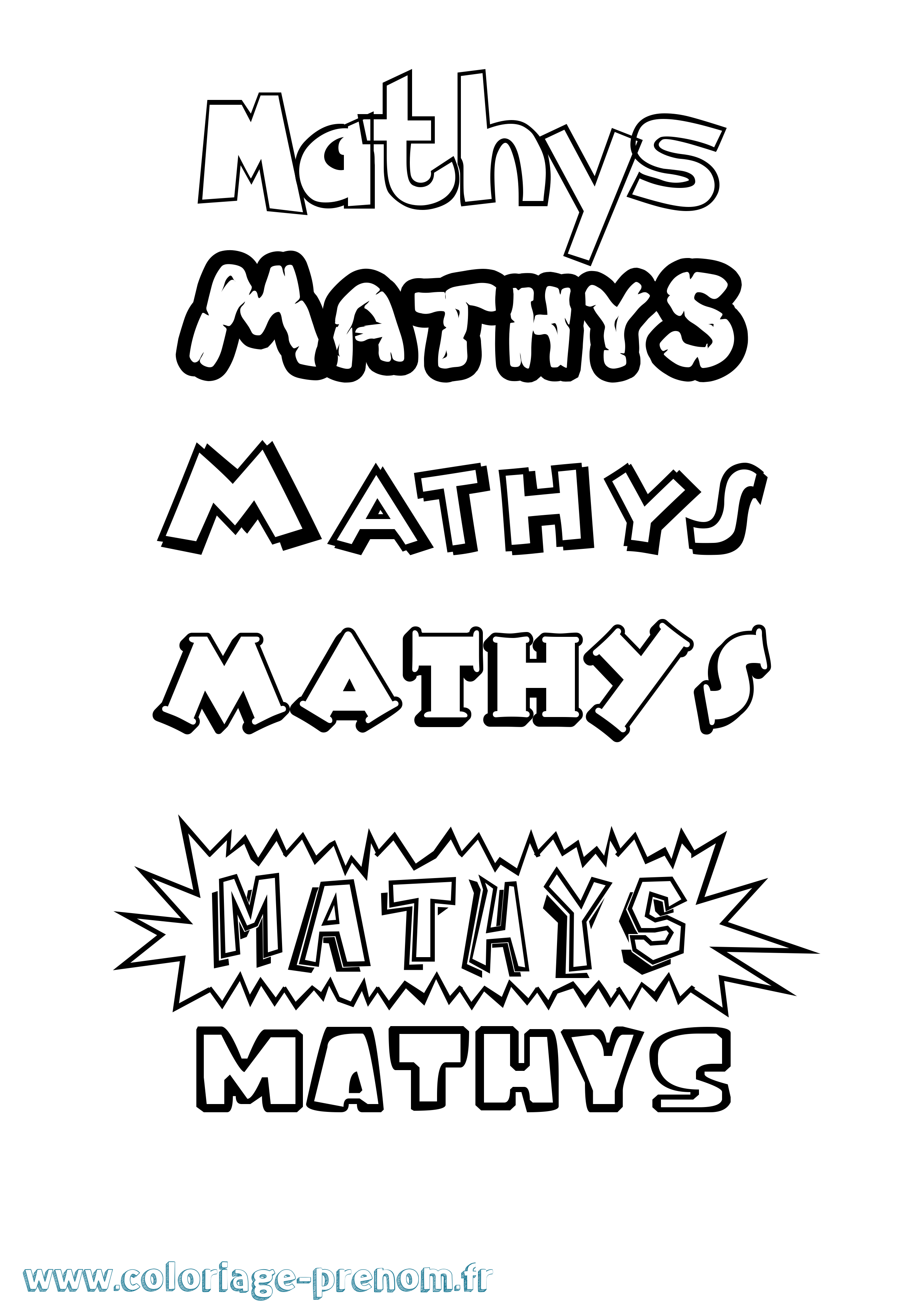 Coloriage Mathys Dessin Animé Coloriage prénom Mathys Dessin Animé