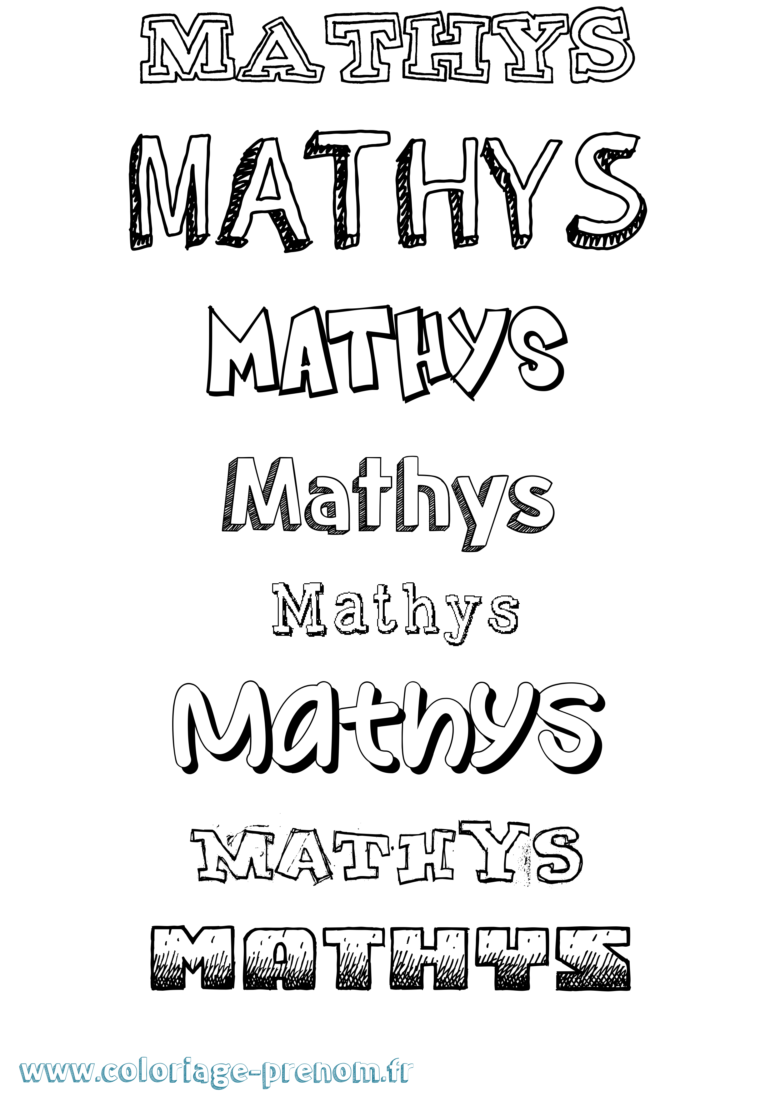 Coloriage Mathys Dessiné Coloriage prénom Mathys Dessiné
