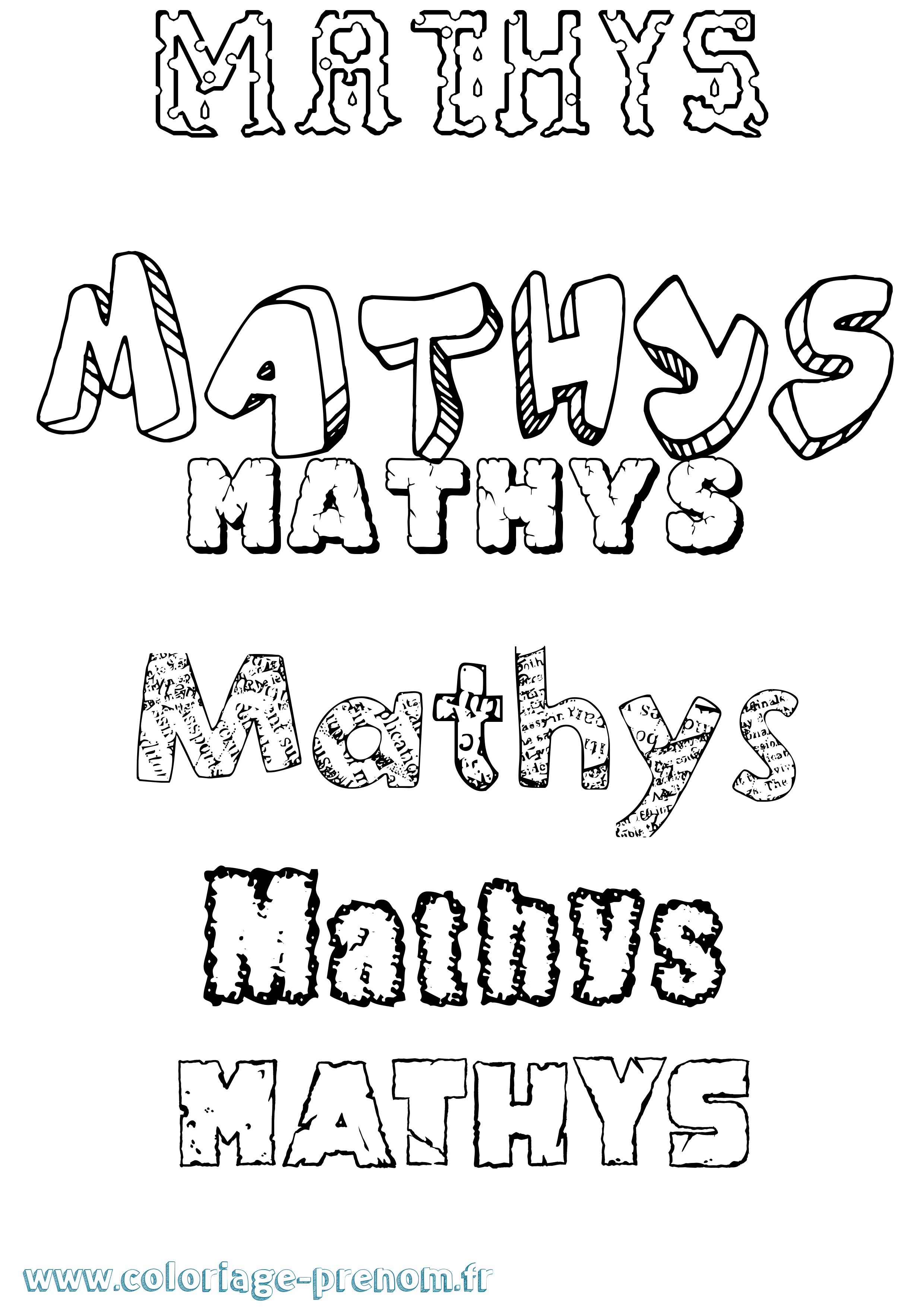 Coloriage prénom Mathys Destructuré
