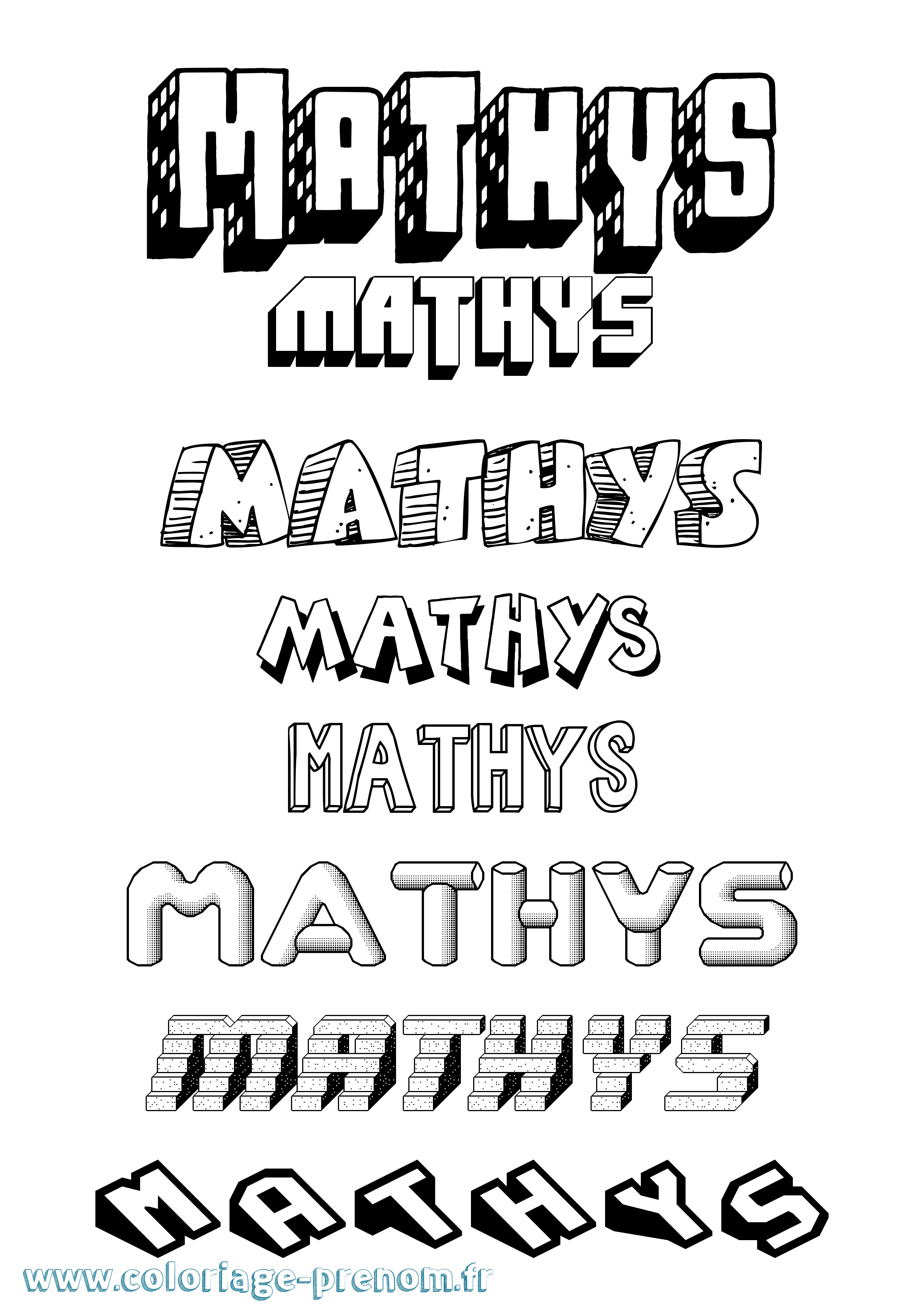 Coloriage prénom Mathys Effet 3D
